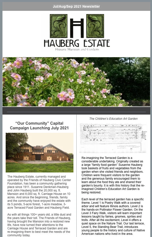 Hauberg Estate Newsletter for July - September 2021