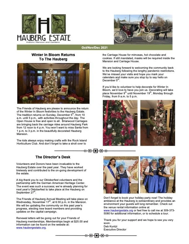 Hauberg Estate Newsletter October – December 2021