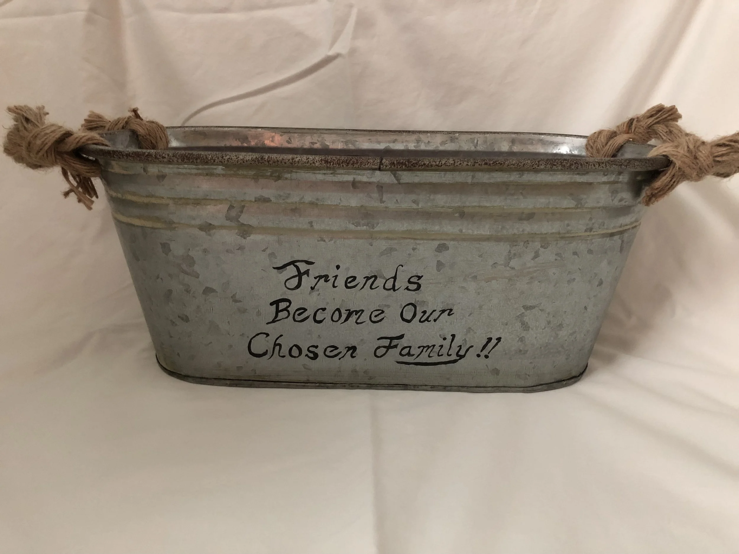 Large Metal Wine Bucket with Rope Handles