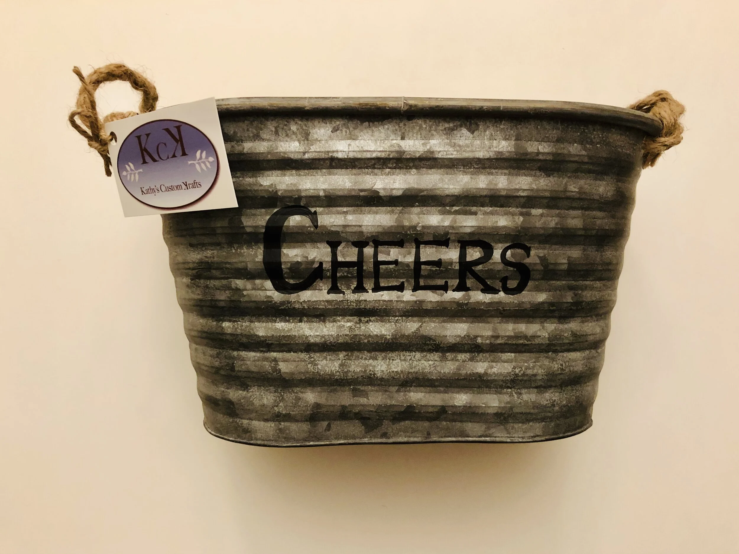 Small hand painted metal beverage tub 