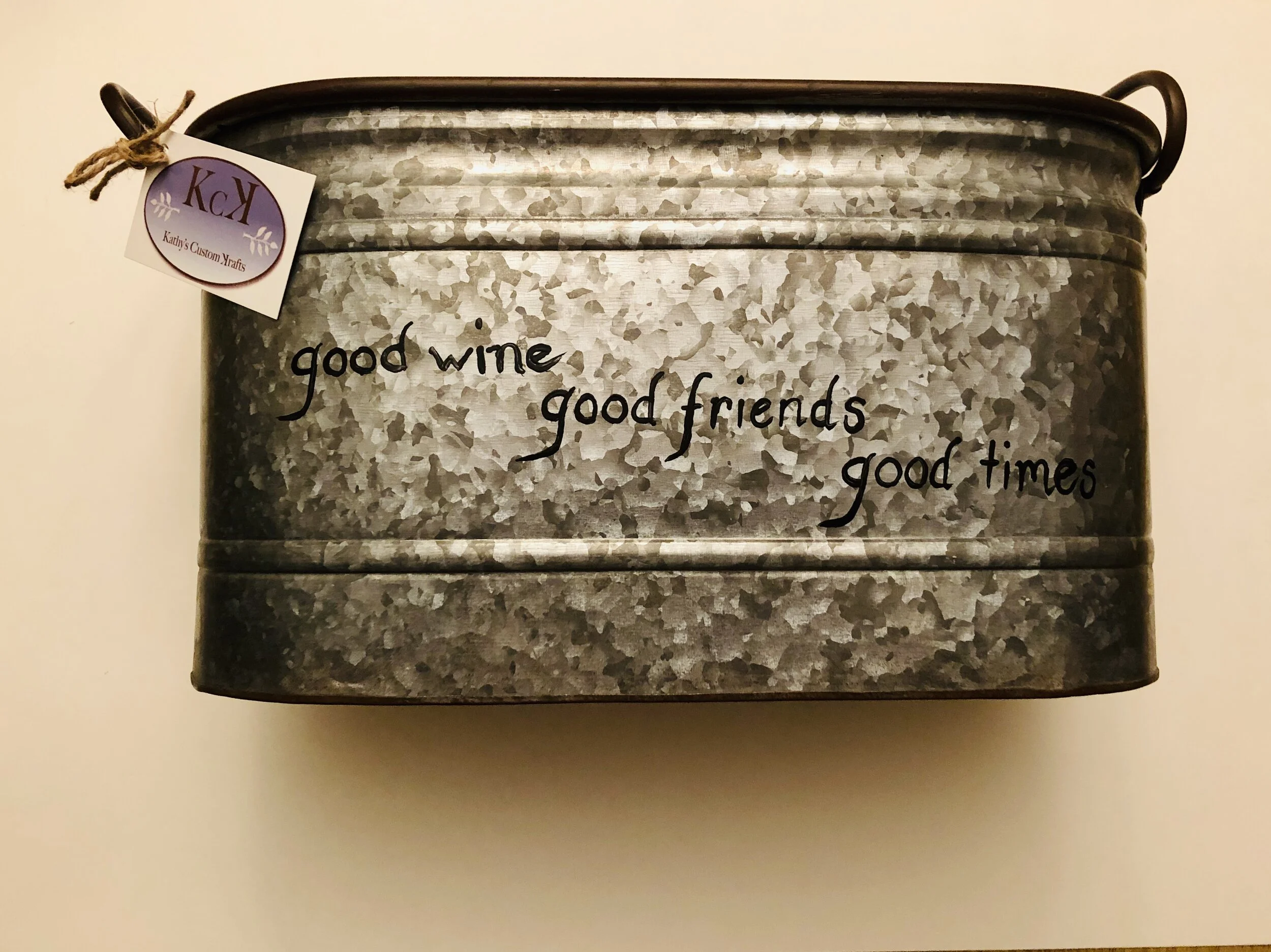 Large metal wine bucket with metal handles