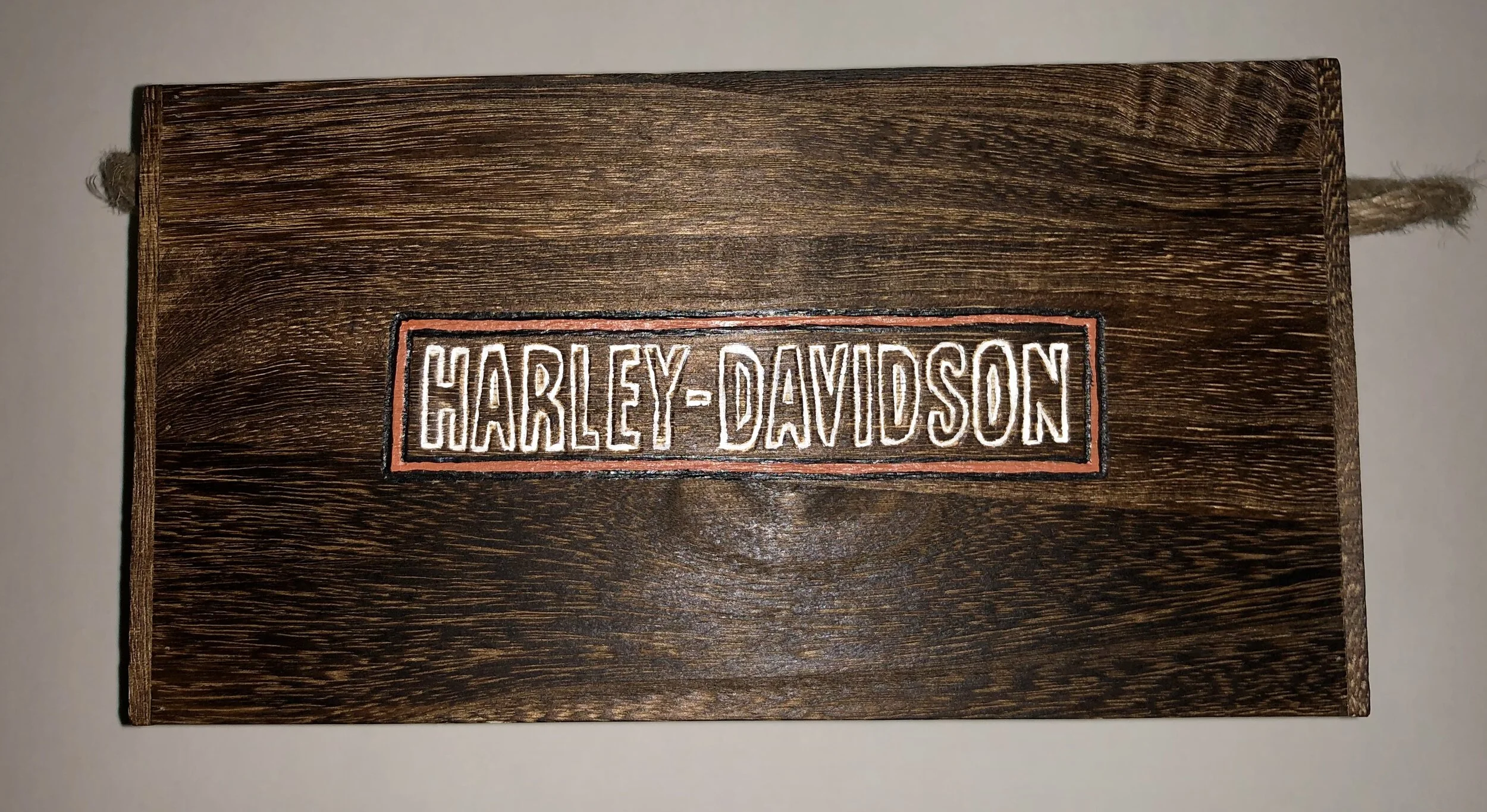 Custom hand carved and painted wood box