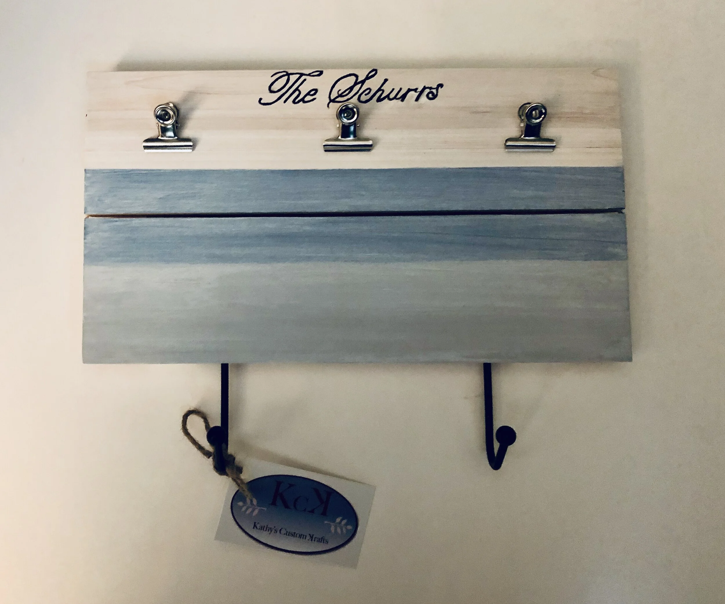 Hand carved and painted picture holder and key rack