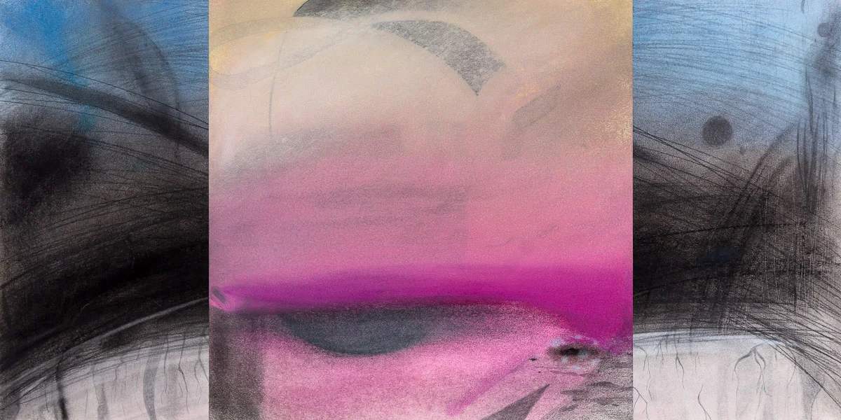    All the Waterdrops, Roots, and Threads    pastel, graphite &amp; charcoal on paper, 12.5” x 25” 