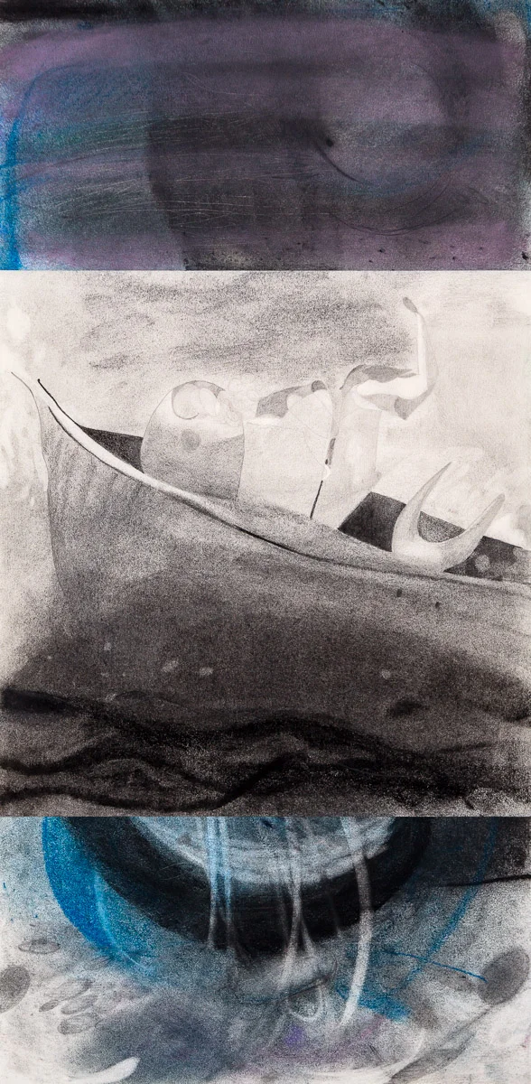    Salt in Her Soliloquy    pastel, graphite &amp; charcoal on paper, 25” x 12.5” 