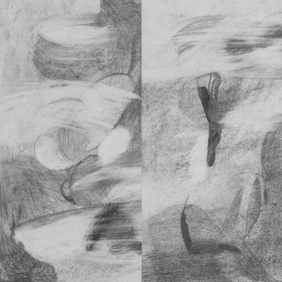    Mists Have Carved Away    graphite &amp; charcoal on paper, 12.5” x 12.5” 