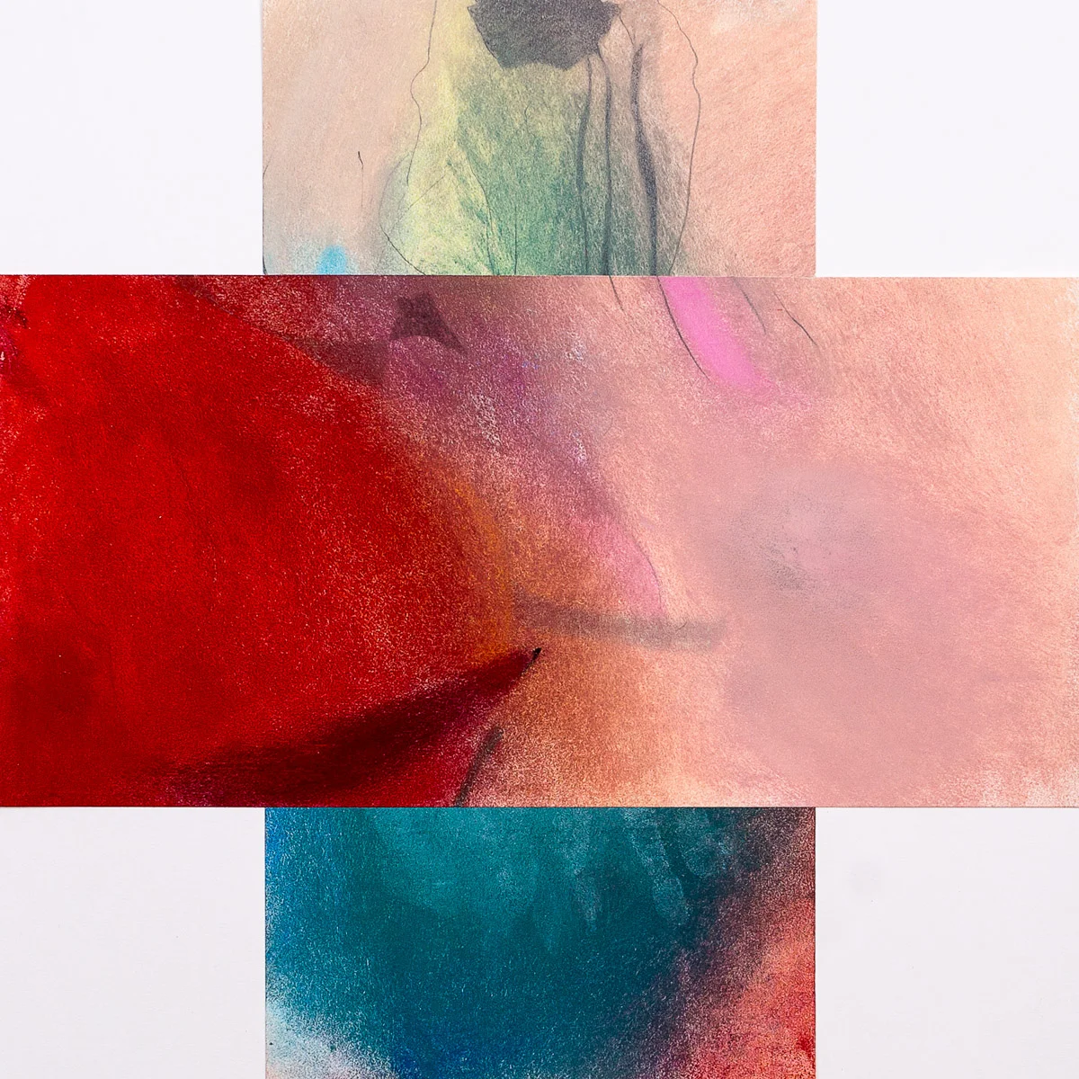    ‘Torch light on sweaty faces’    pastel &amp; graphite on paper, 12.5” x 12.5” 