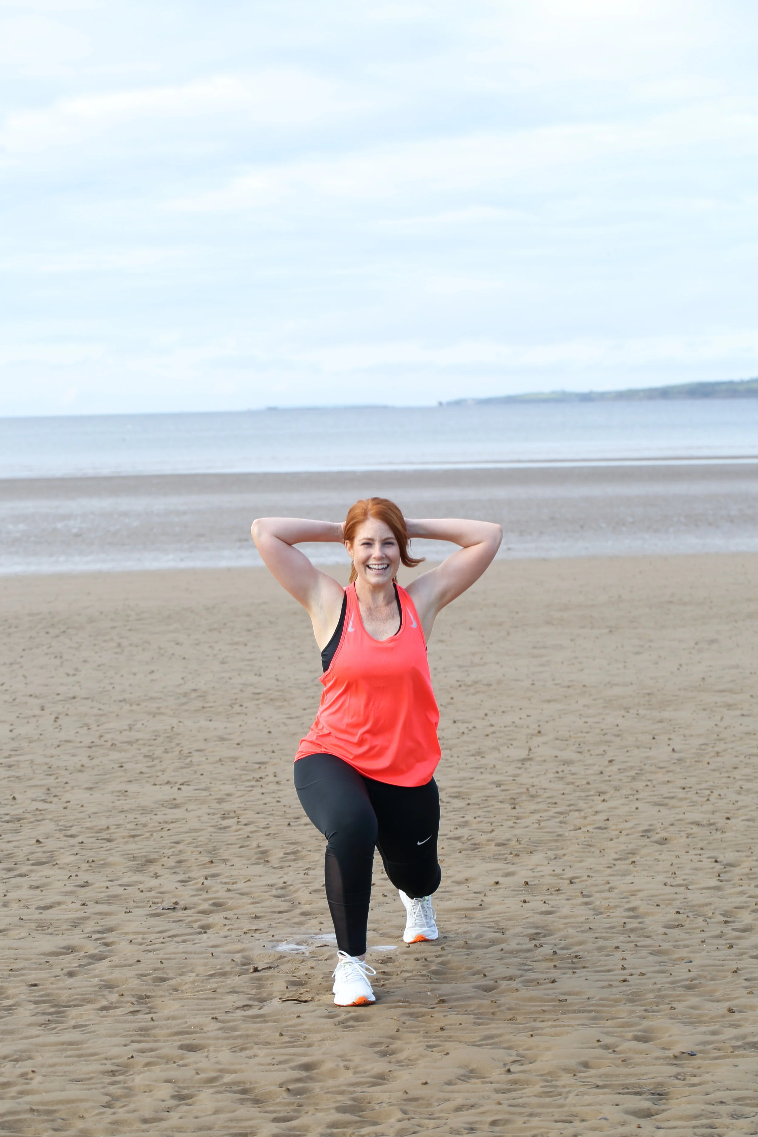 Terrie working out beach.JPG