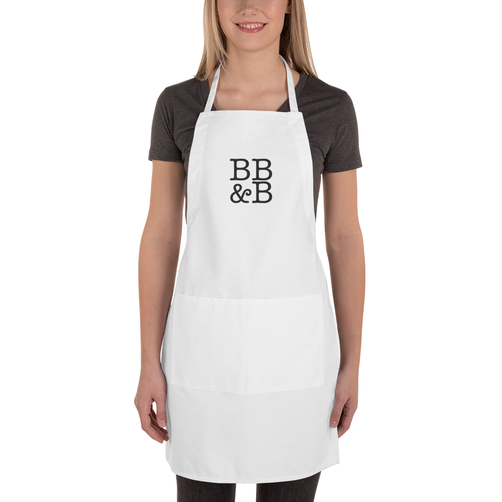 Download Bb B White Embroidered Apron Books Bourbon Bacon