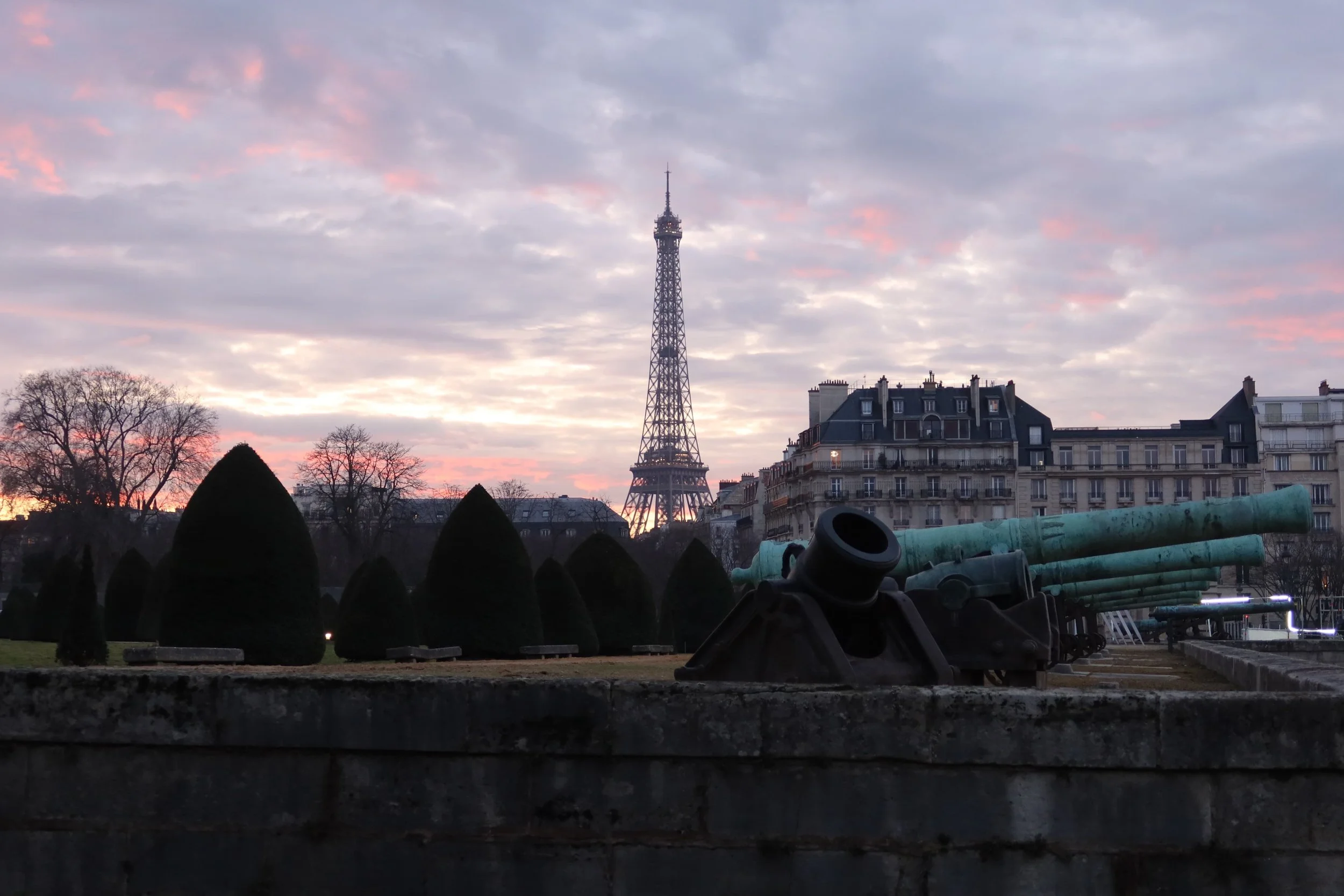 Pink Sunset with the Eiffel Tower in Paris