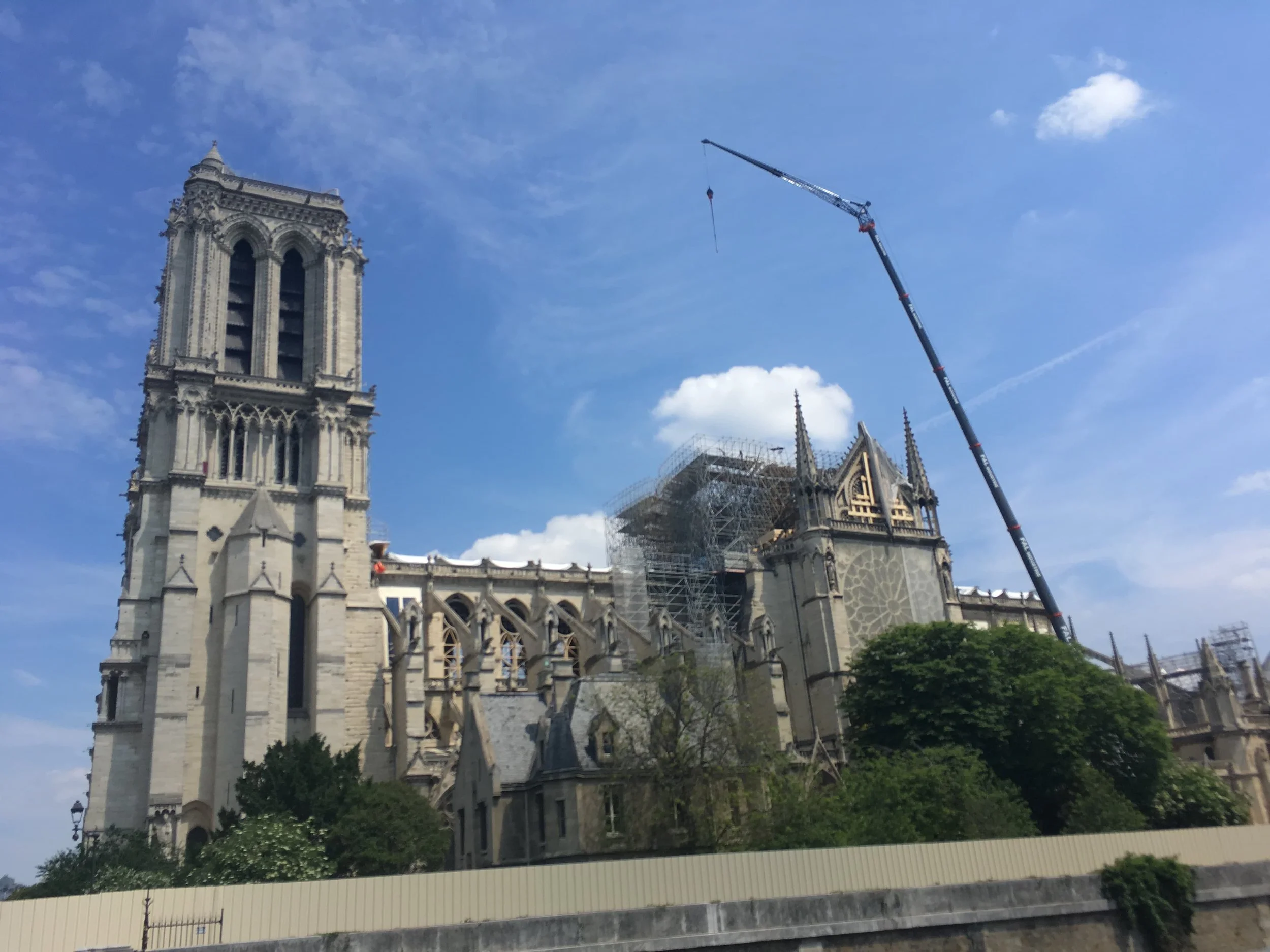 crane over notre dame under construction