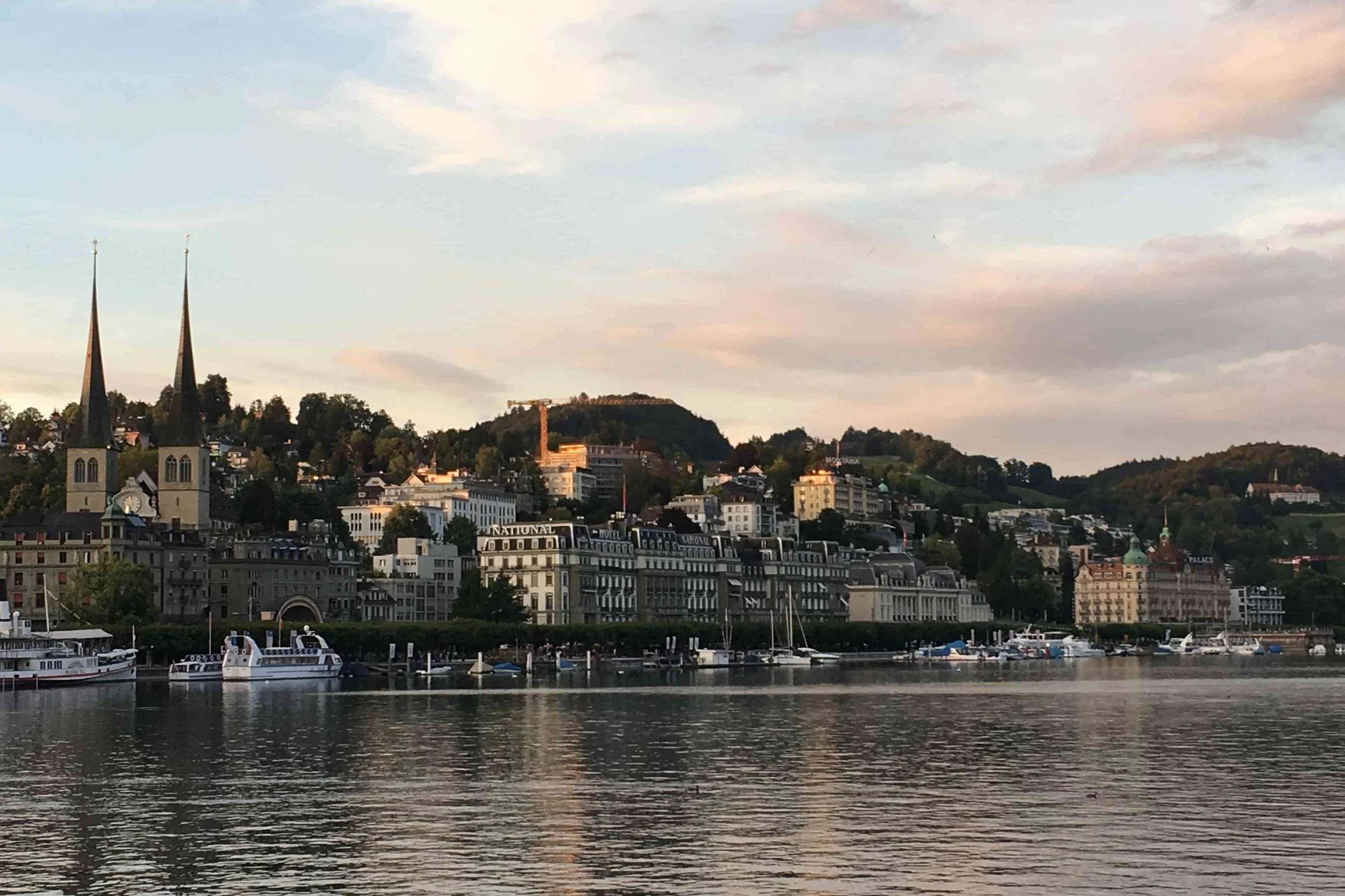 pretty buildings sunset lucerne