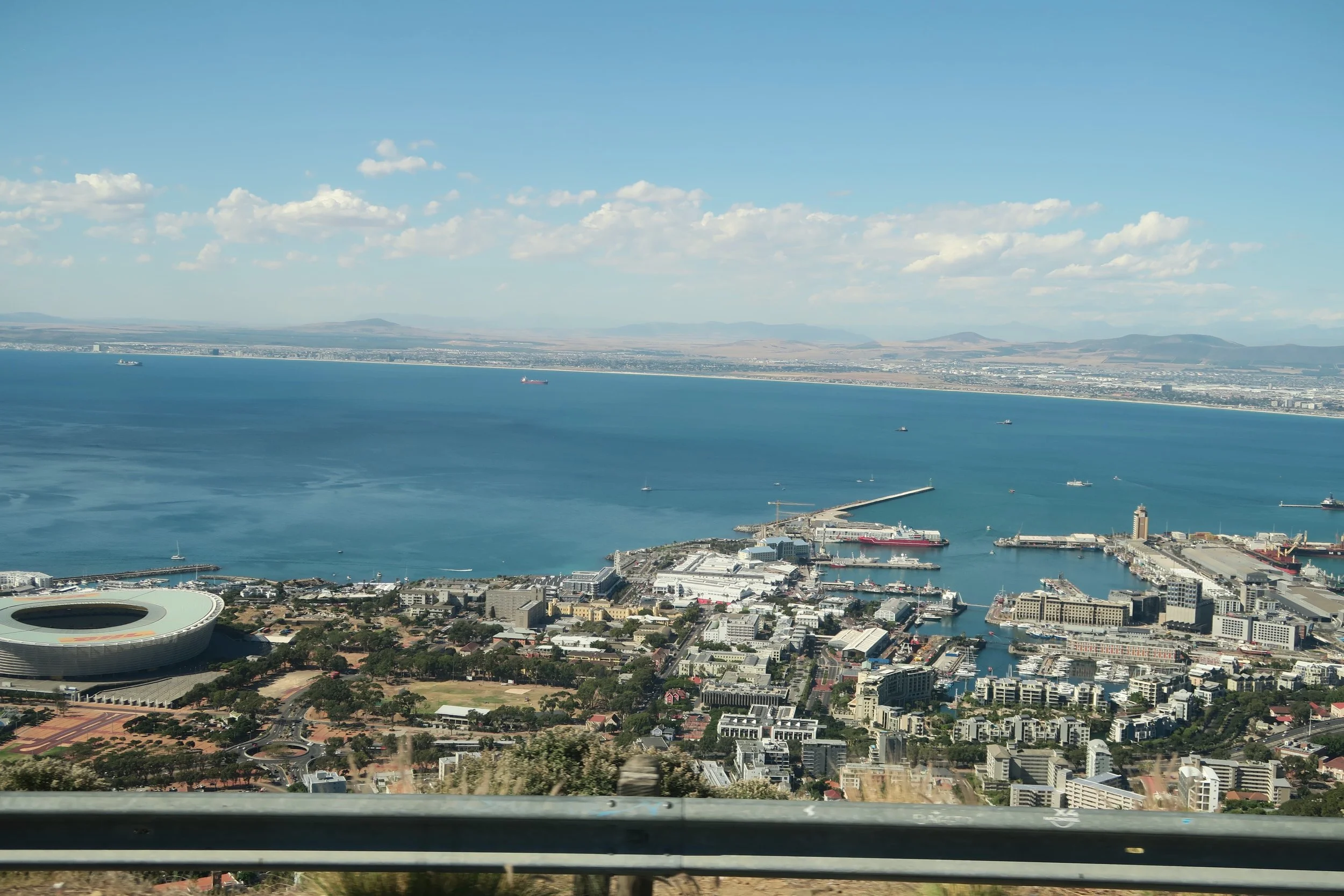 View of Robben Island in the distance from Signal Hill in Cape Town