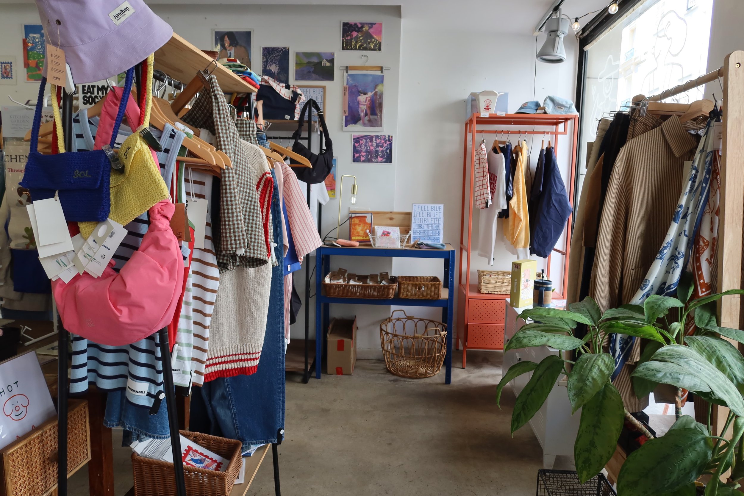 clothes plants in vegan concept store