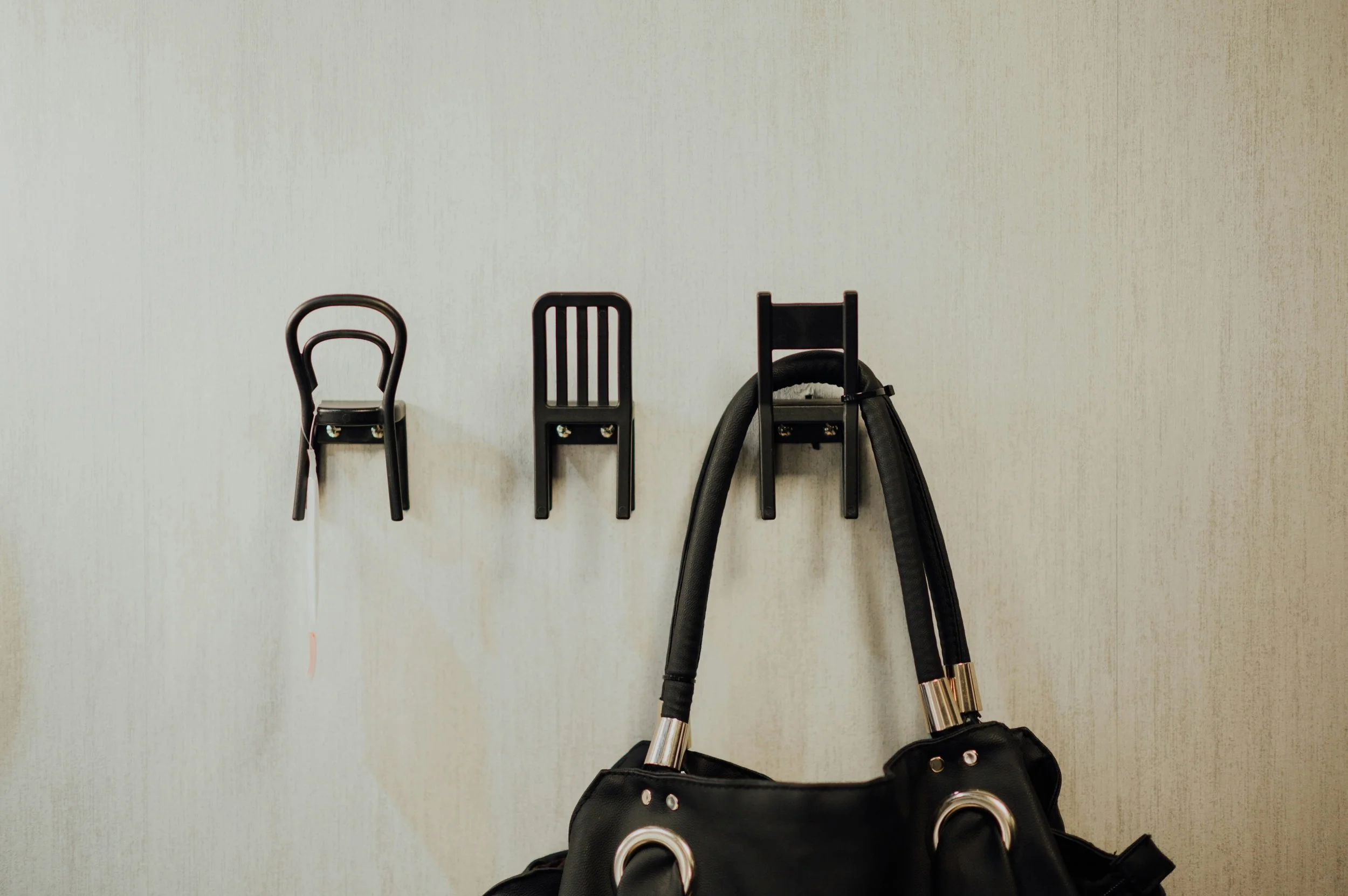 black bag on bag hook