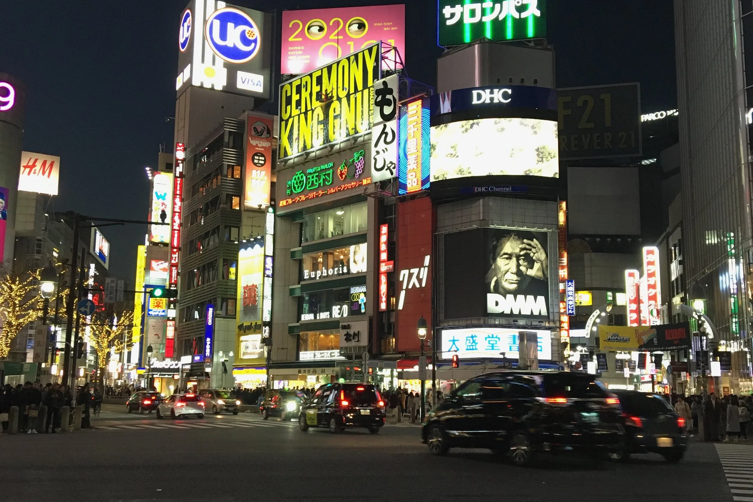 tokyo shibuya crossing at night