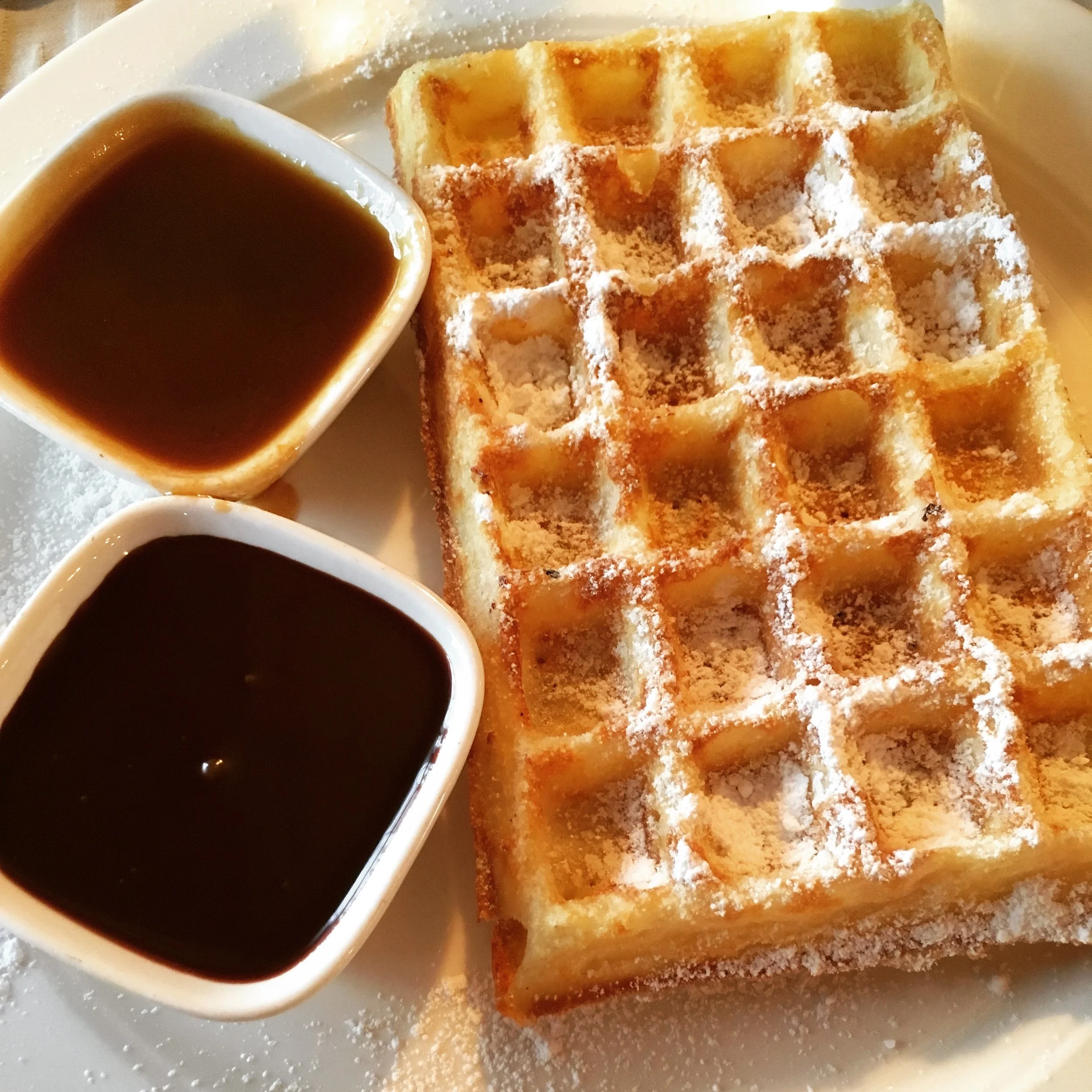 Belgian Waffles from the Tearoom Carpe Diem in Bruges; May 2017