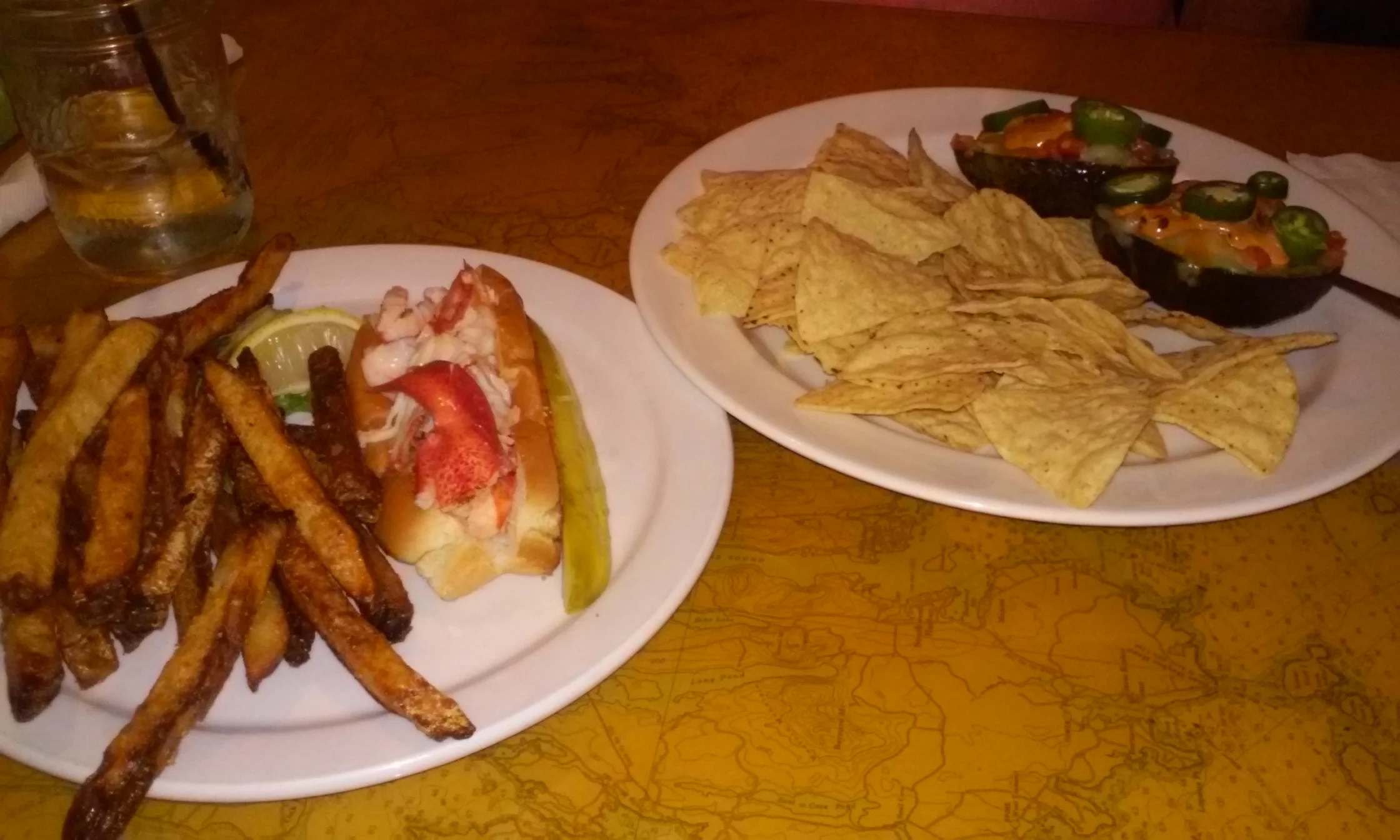 Trying a lobster roll in downtown Bar Harbor; October 2016