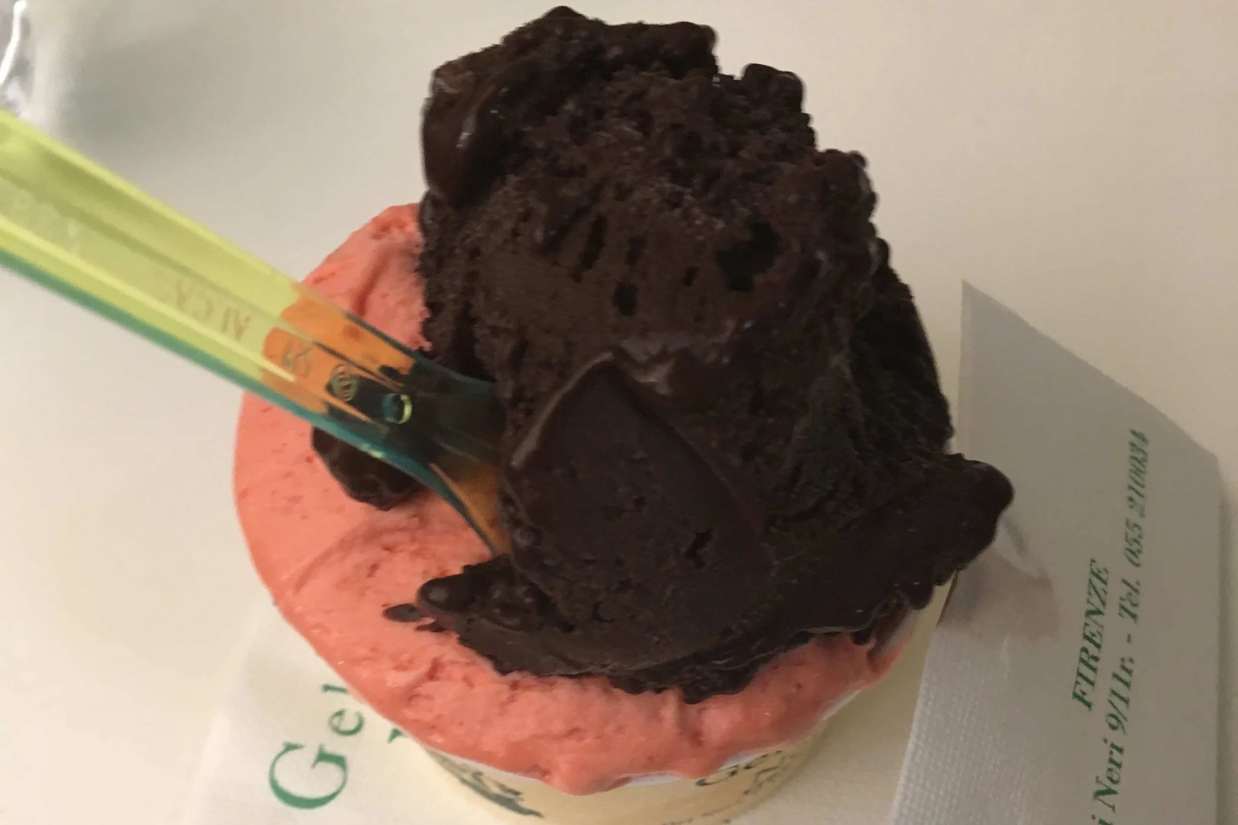 strawberry and chocolate gelato