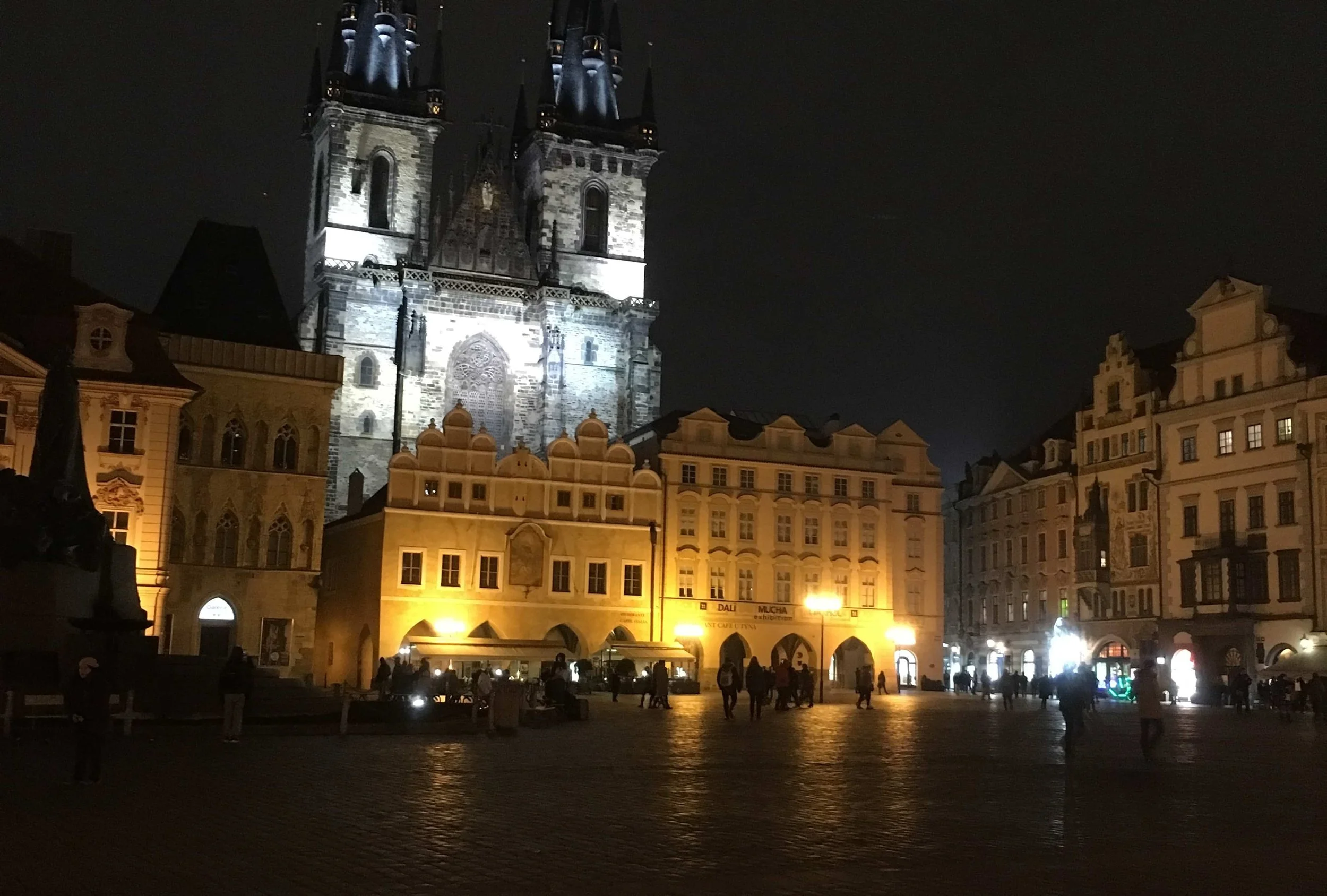 old town square at night