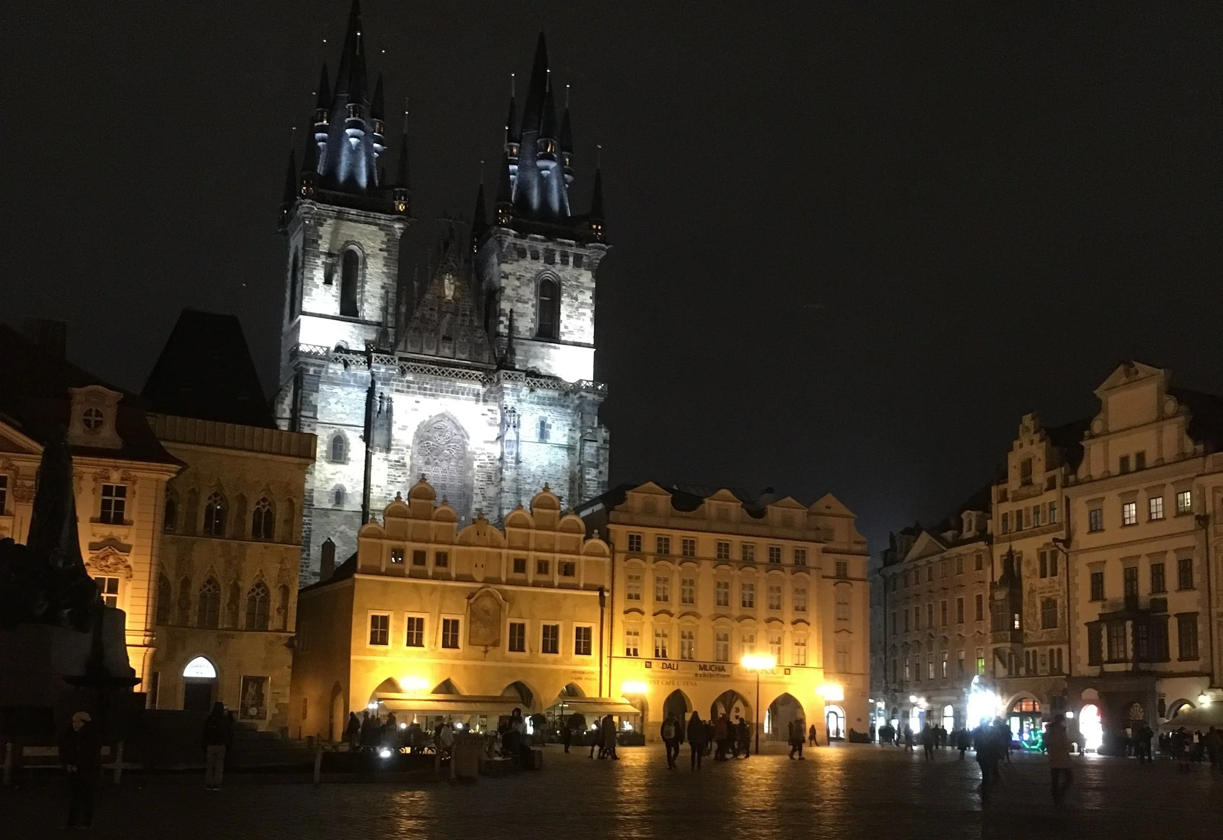 prague old town square at night