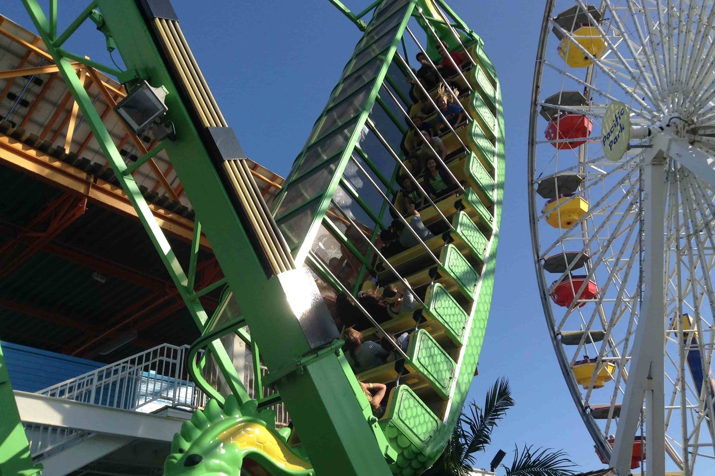 green ferris wheel blue sky