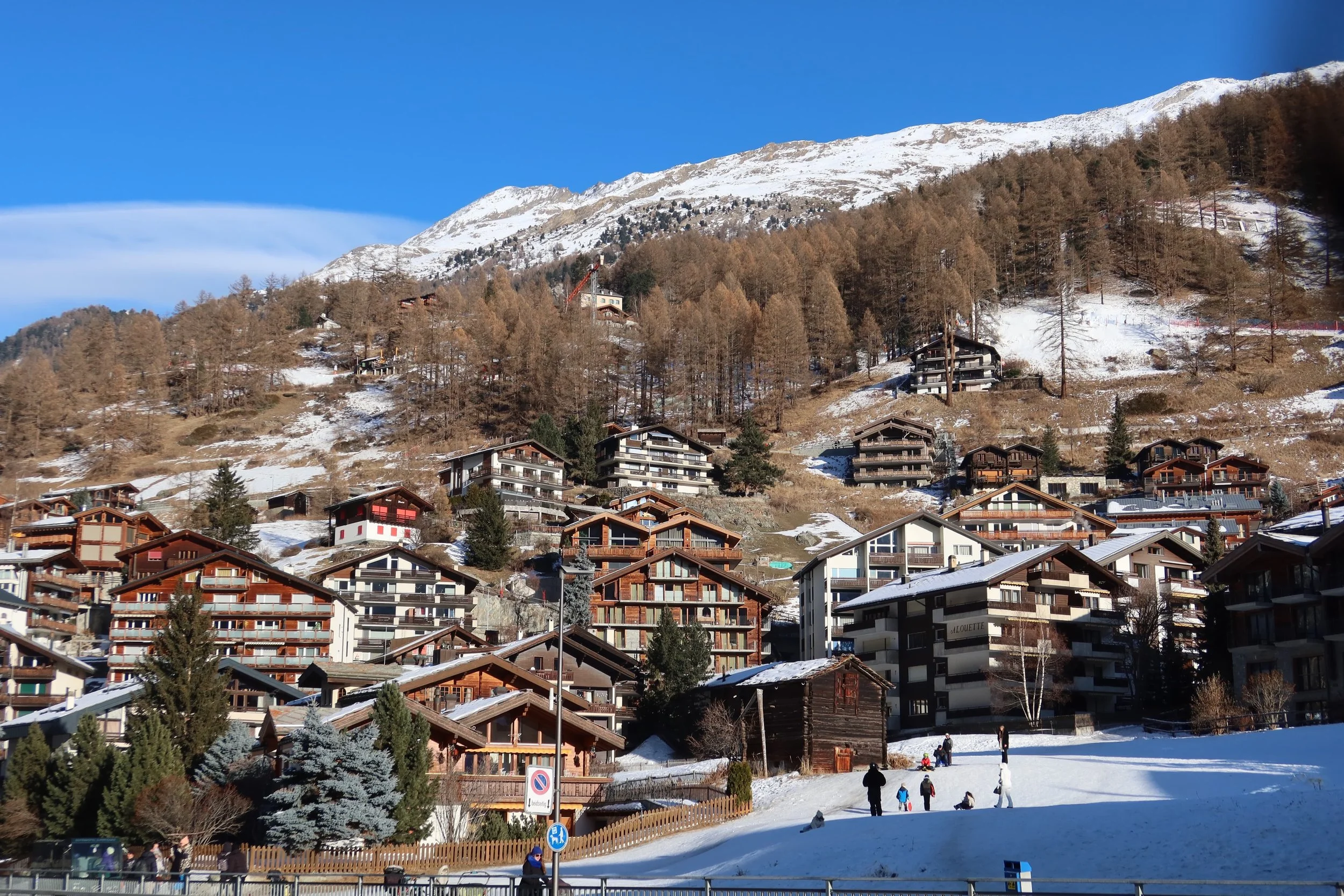 View of mountains in Zermatt; January 2026