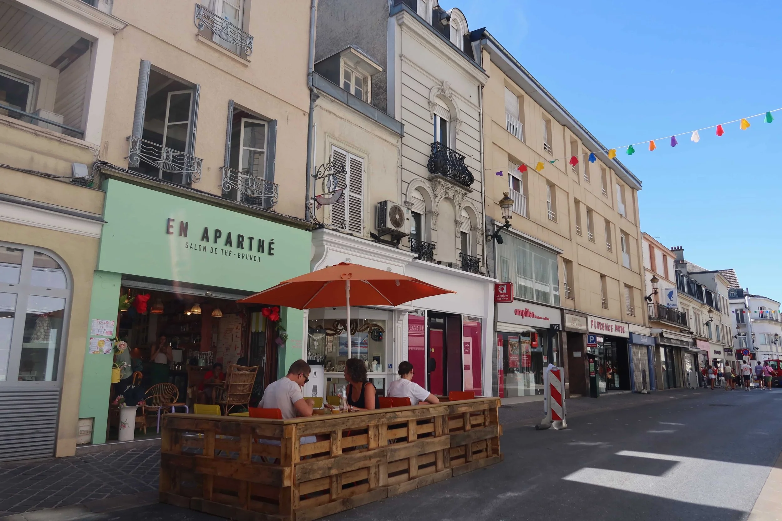 colorful and quiet cafe street