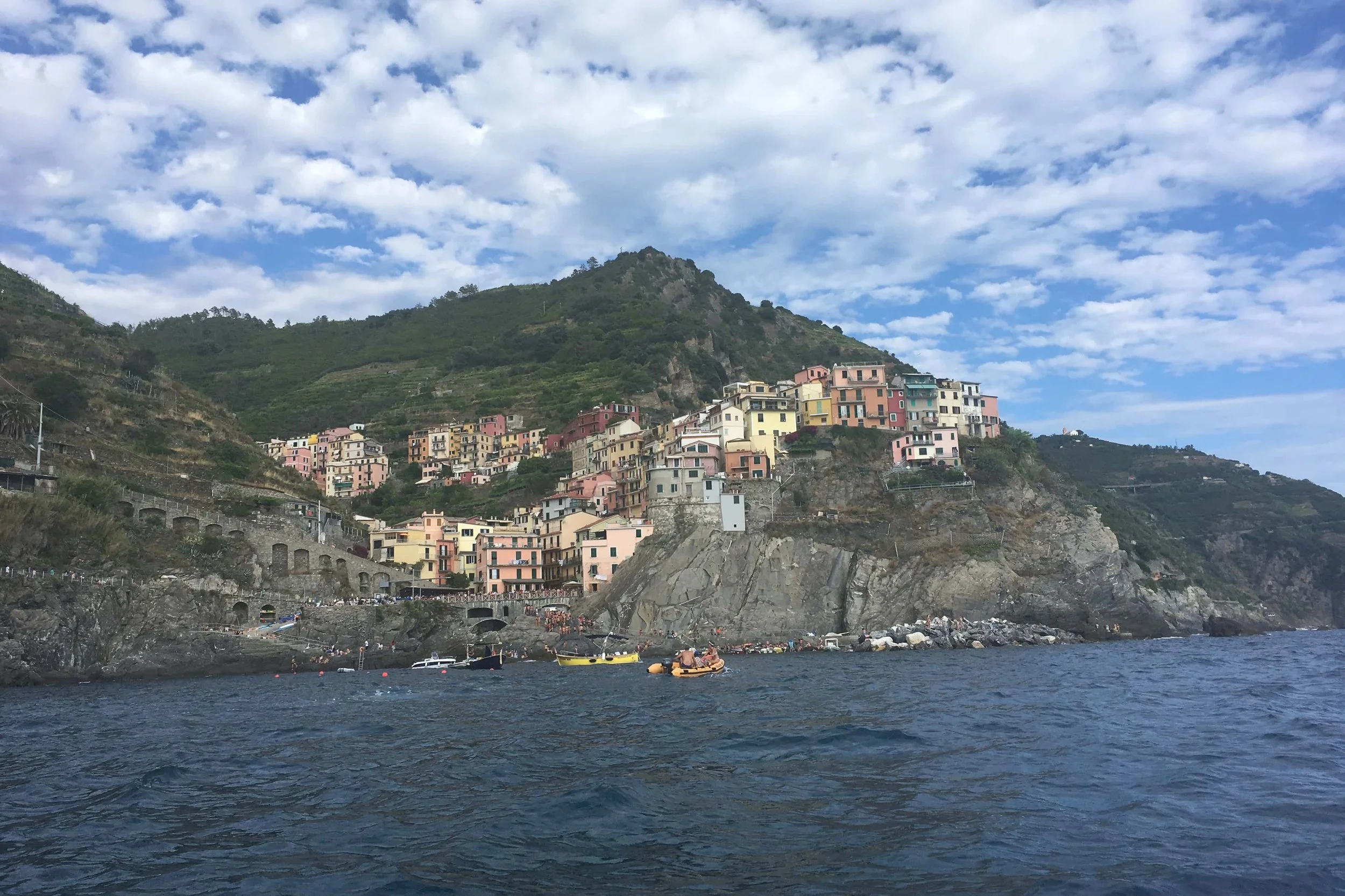 view of cinque terre from the water