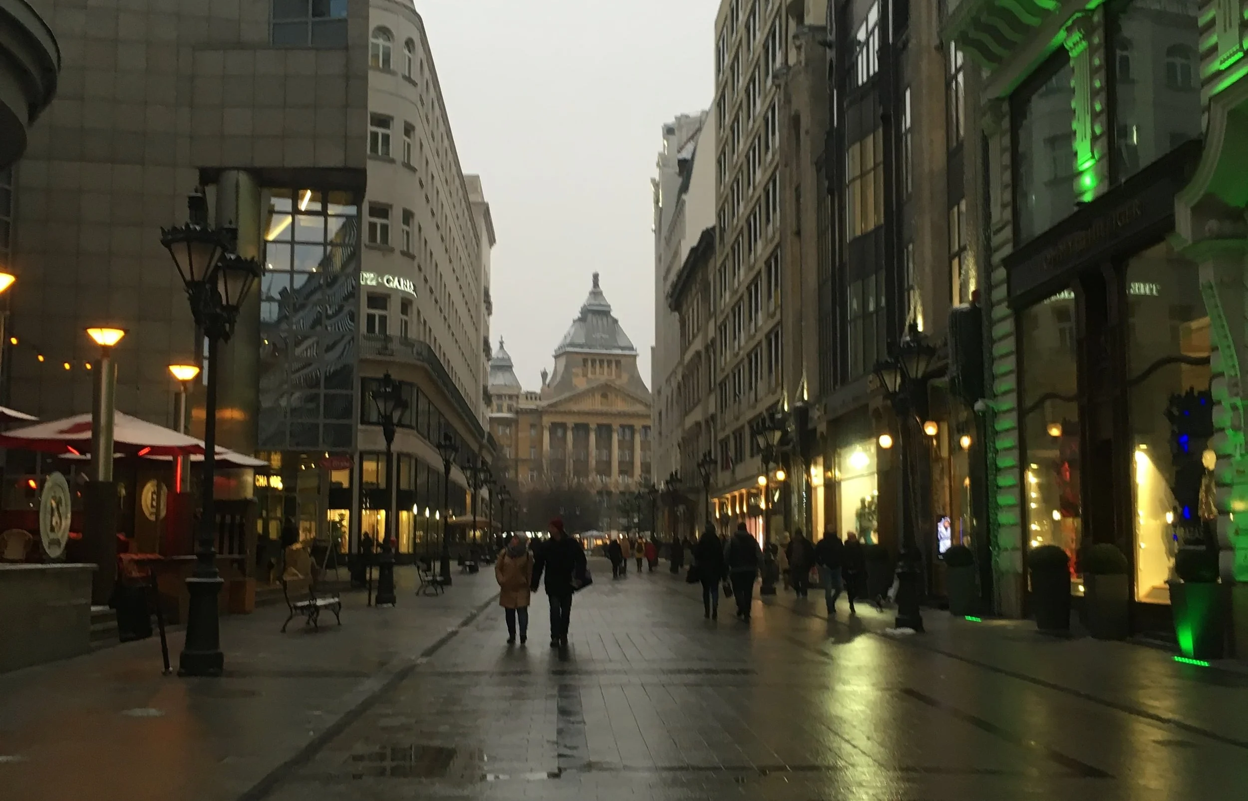 rainy street budapest