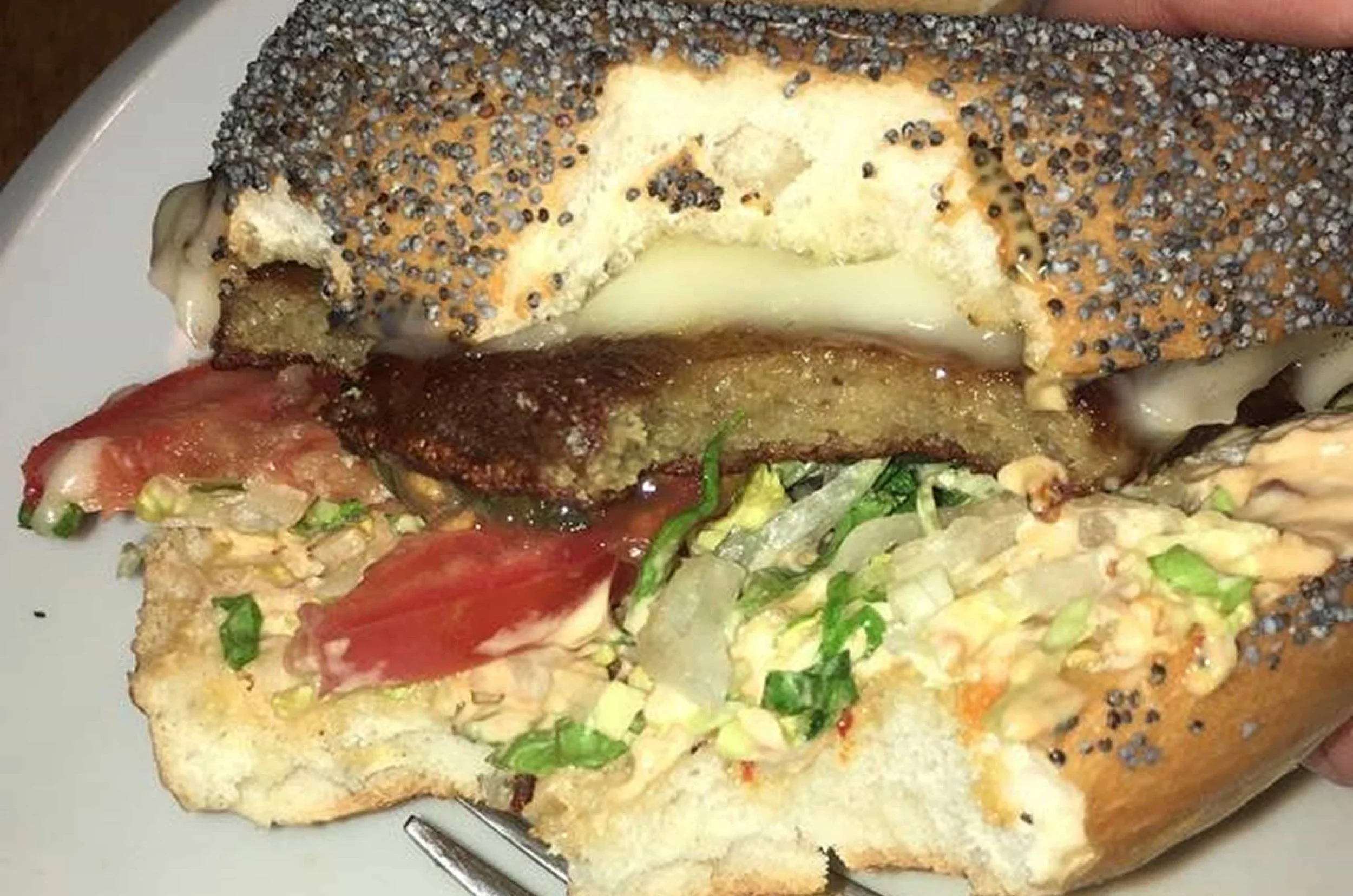 bagel sandwich meat lettuce cheese vegan