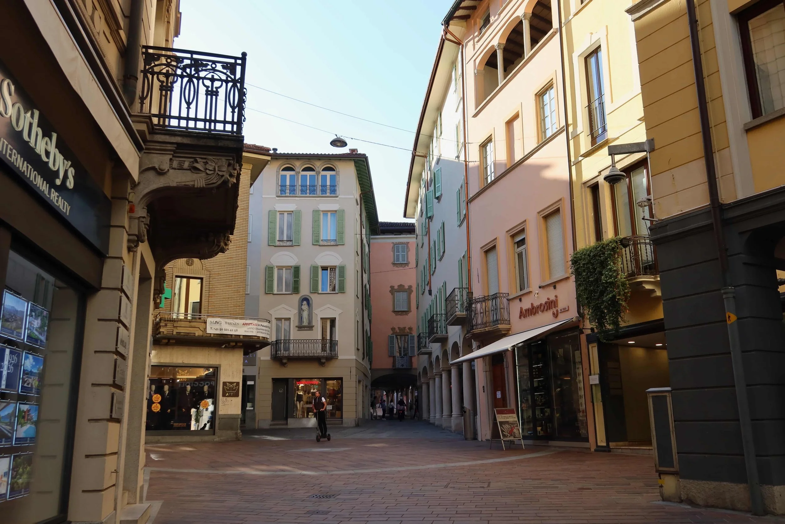 quiet and pretty street lugano golden hour