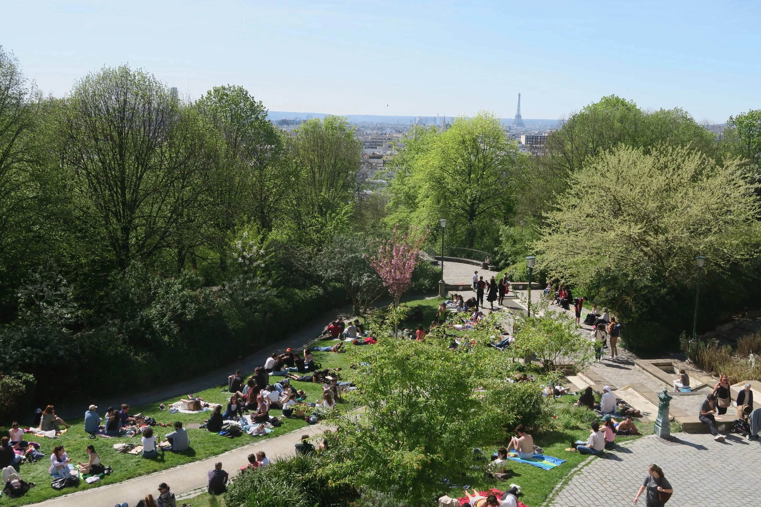 view of paris from parc de belleville. green park