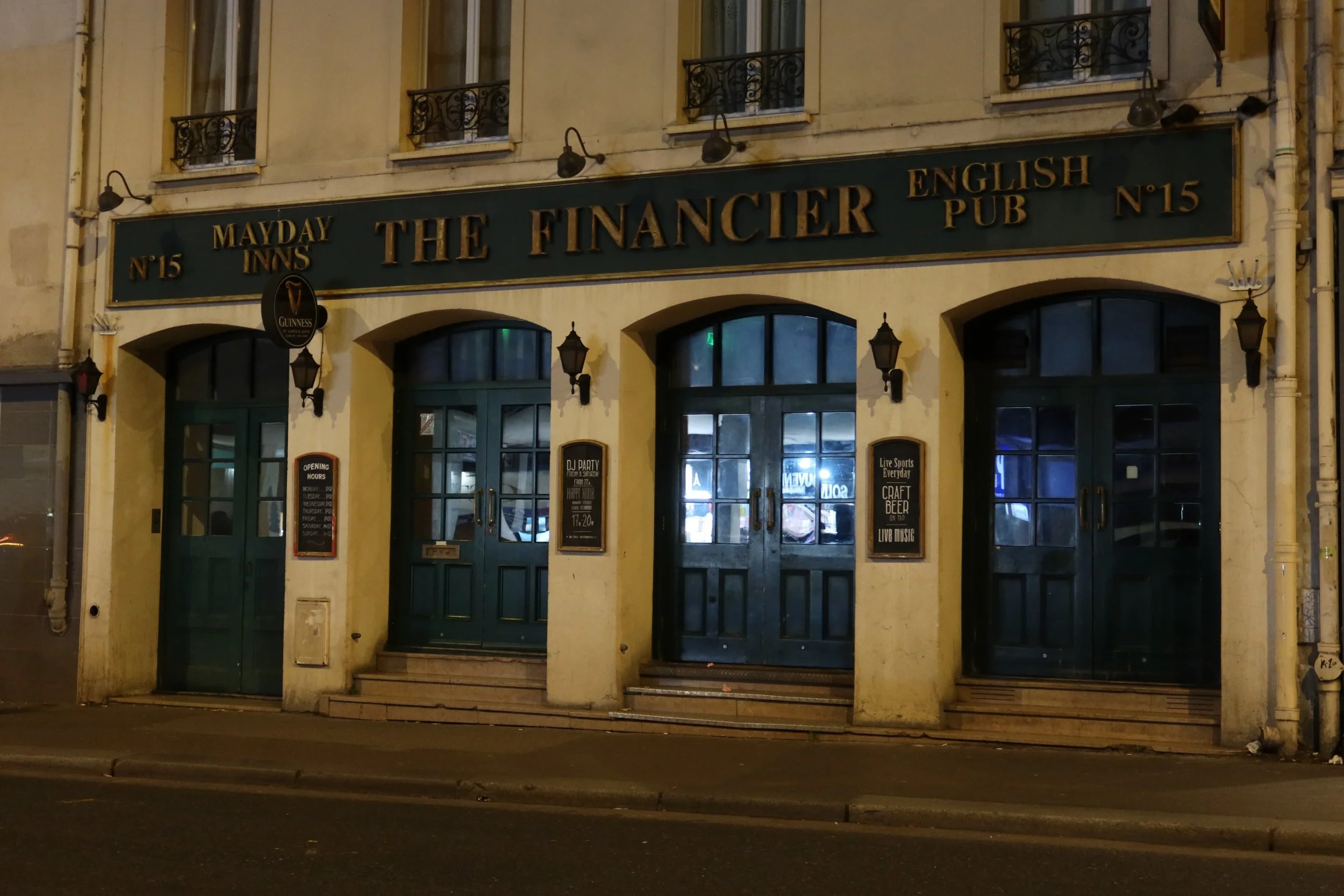 outside the financier english pub in paris