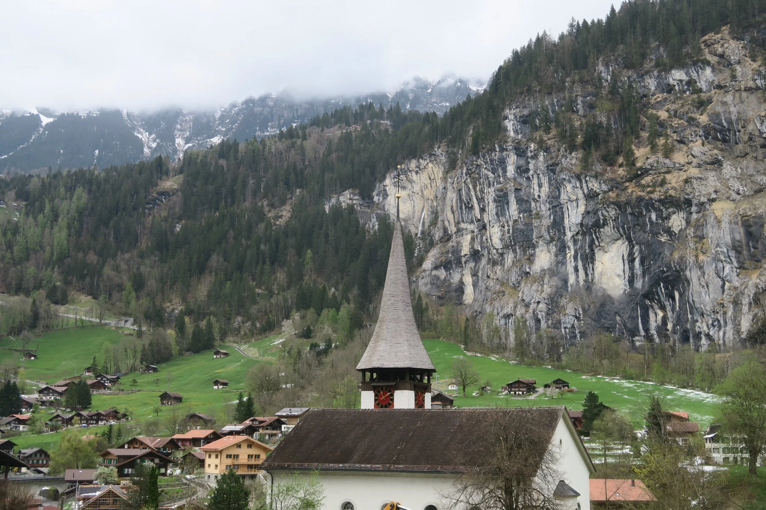 View of Lauterbrunnen in Swiss Alps; April 2025