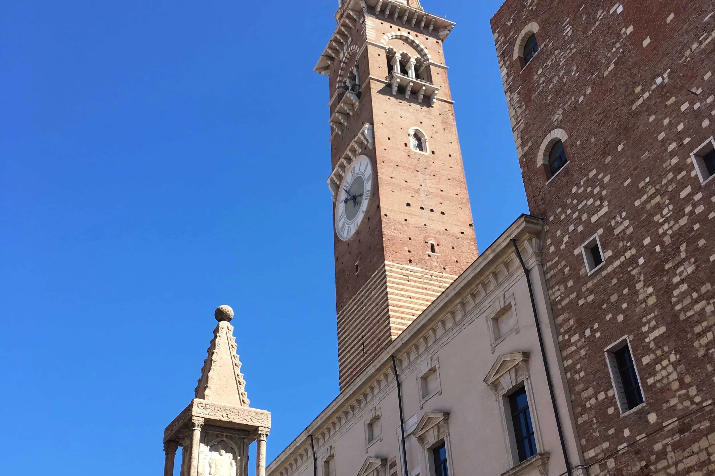 vlock tower with tan brick