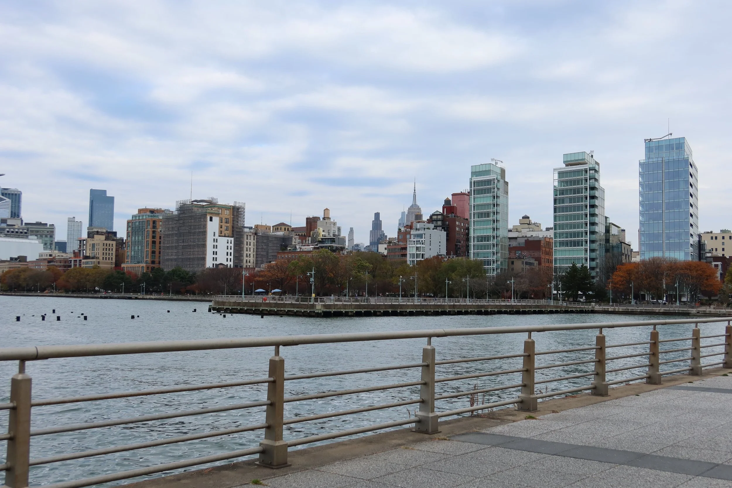 View of Manhattan from Hudson River Pier 45 daylight