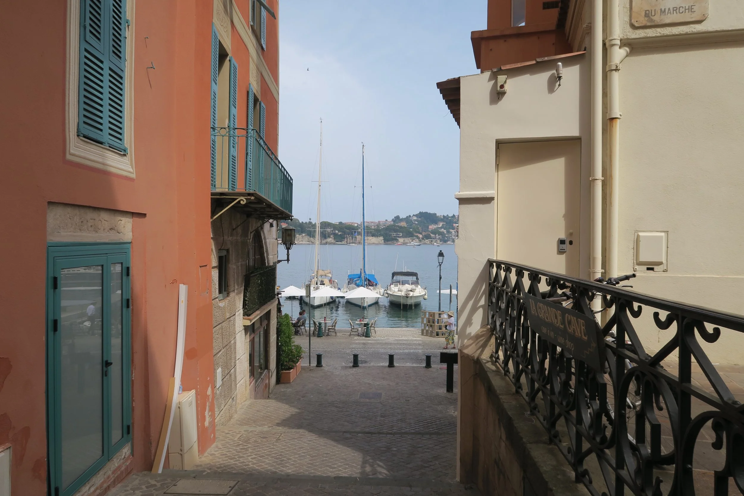 View of waterfront restaurant in Villefranche-sur-mer