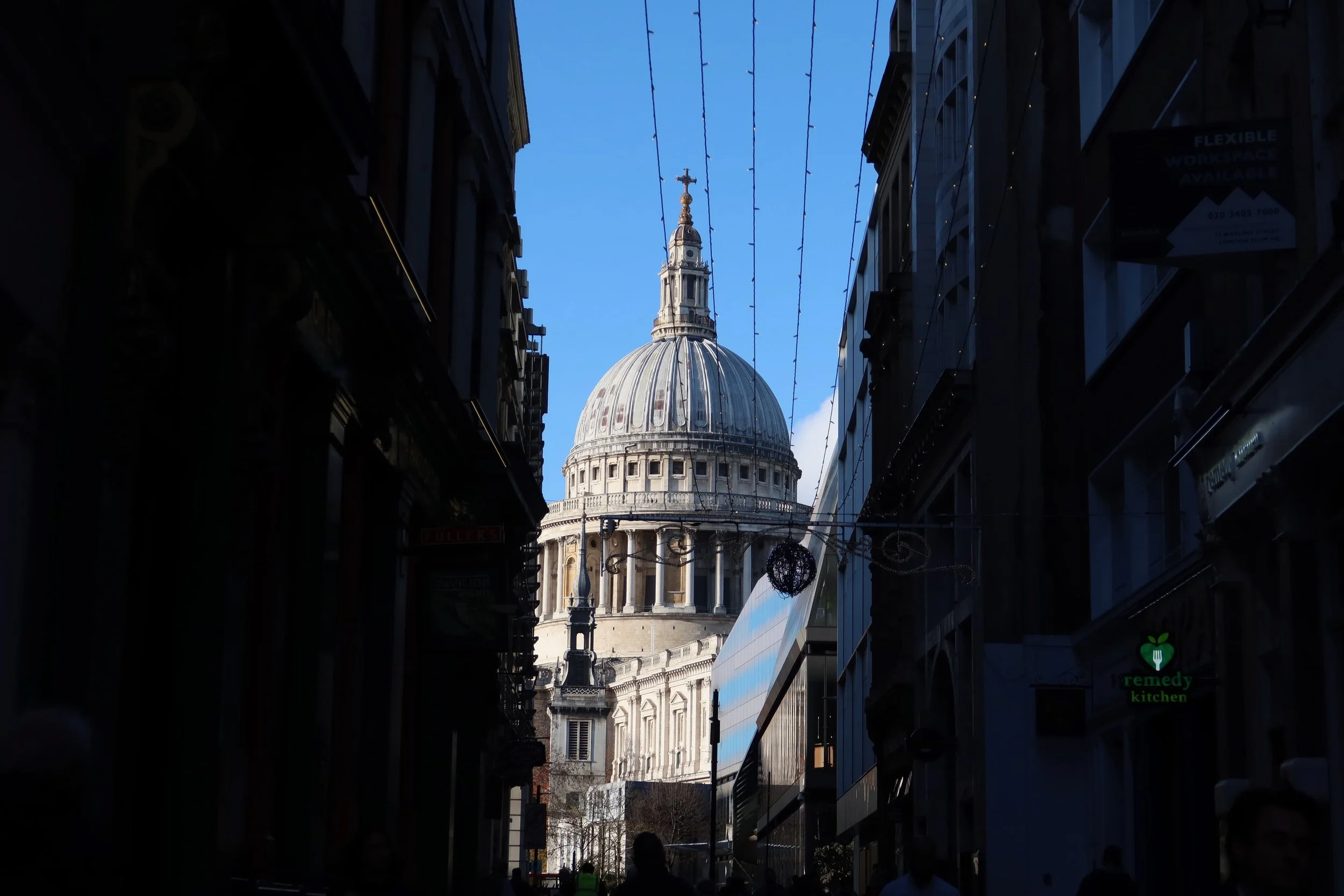 View of St. Paul’s Cathedral in London during Christmas