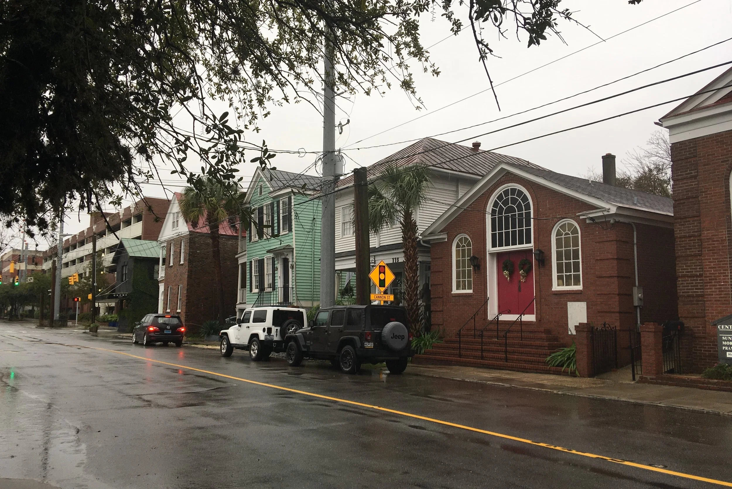 colorful houses on quiet typical american street