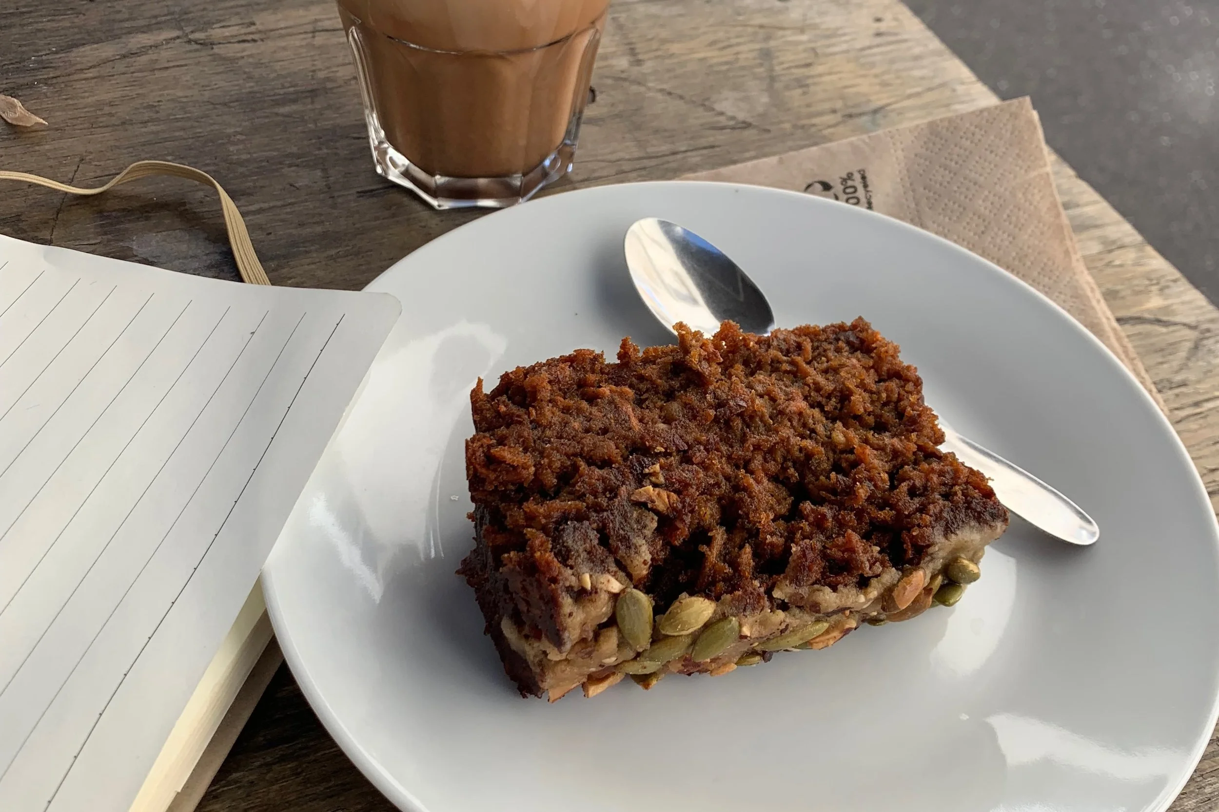 carrot cake with iced latte