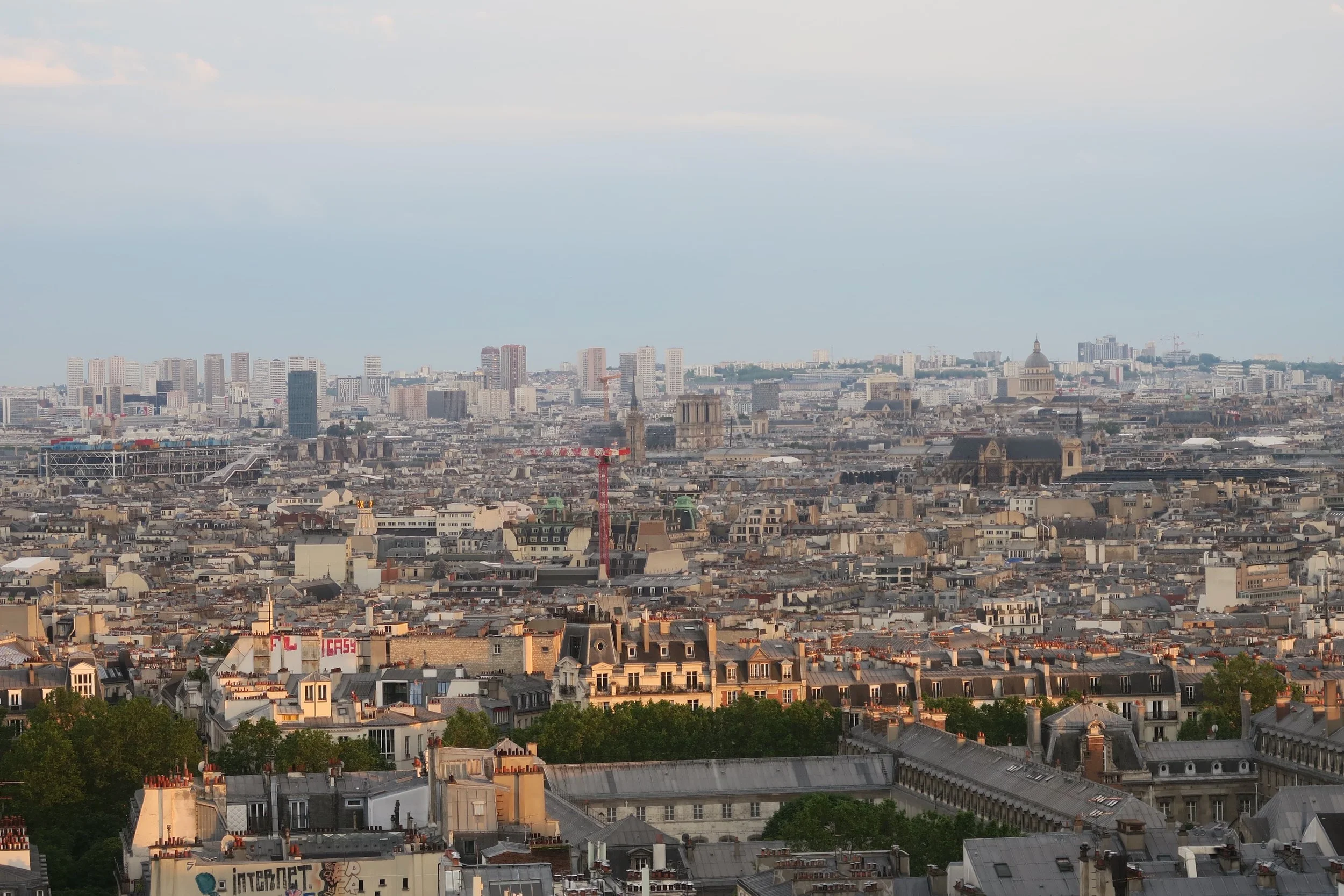 paris view from montmartre at golden hour
