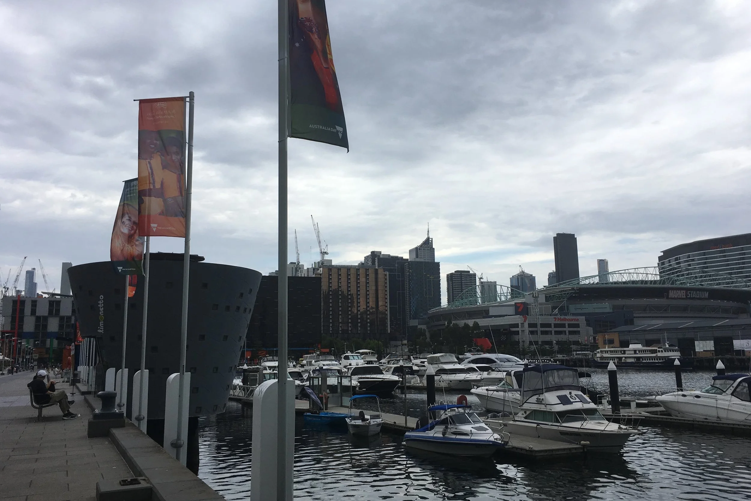 View of docklands in Melbourne, Australia
