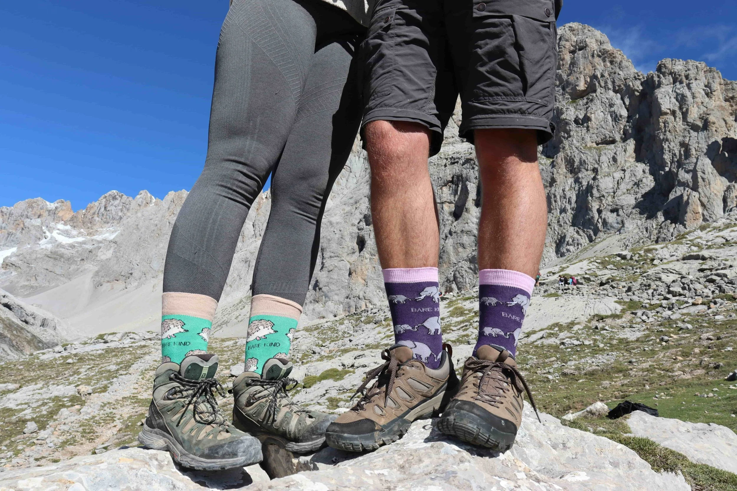 people hiking wearing compression socks