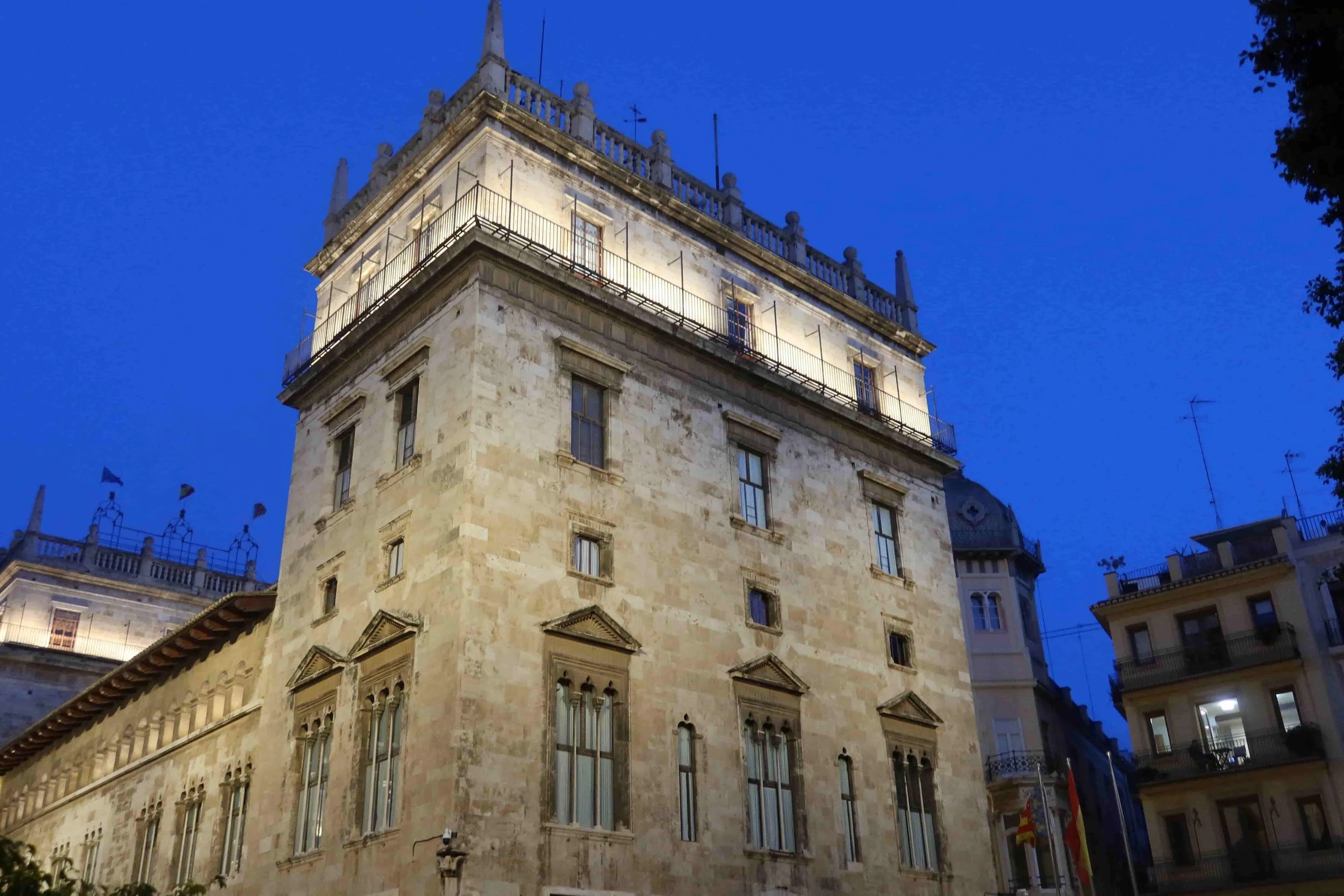 valencia lit up at night