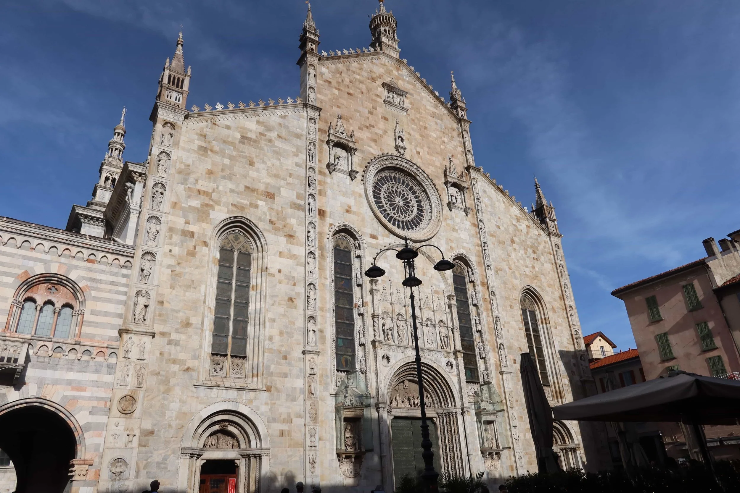 big flat church in italy with details