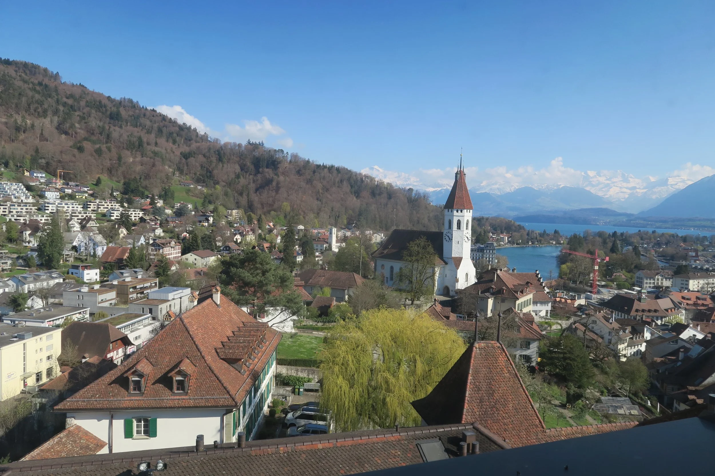 View of Thun in Swiss Alps; April 2025