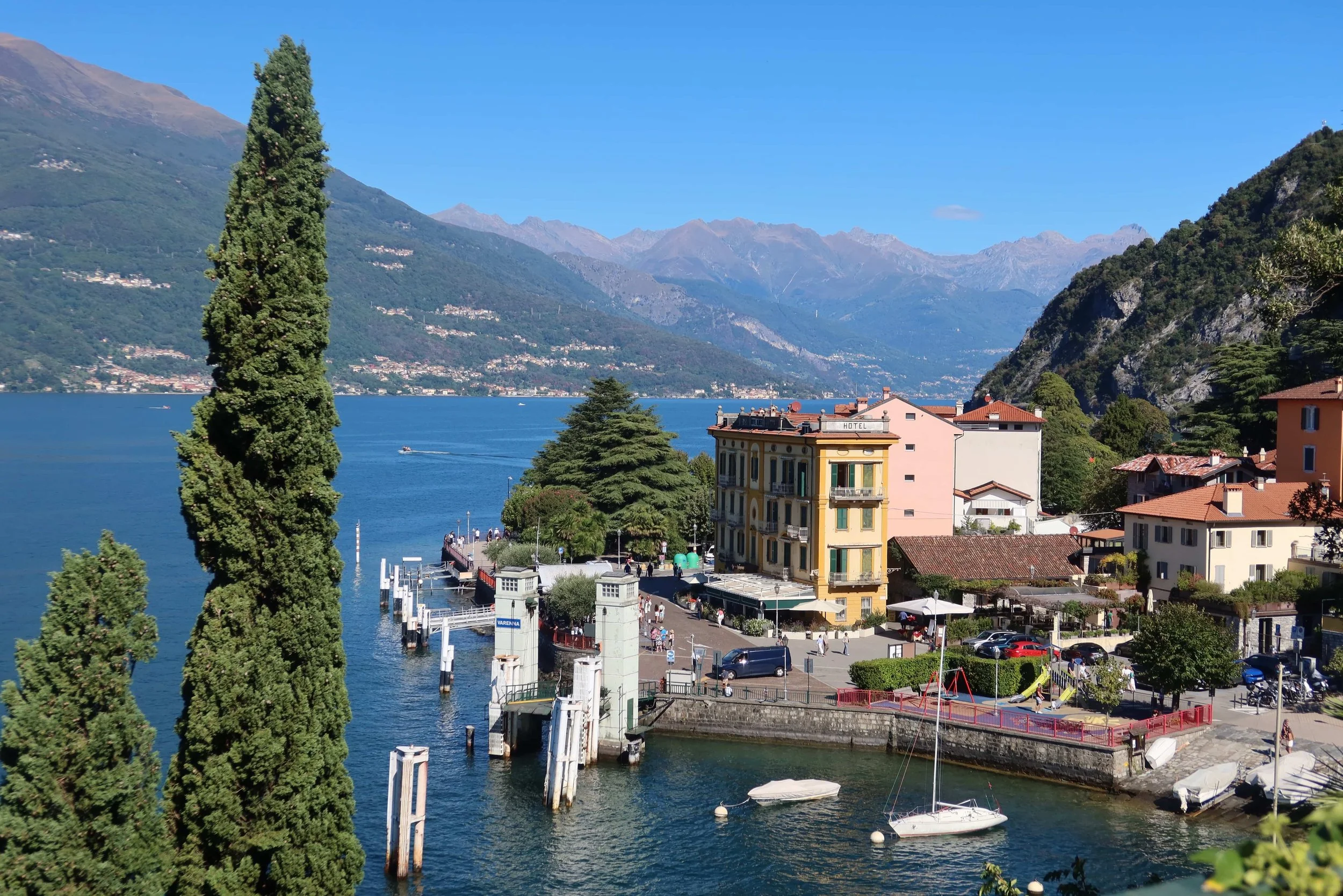 port view of varenna from a hill