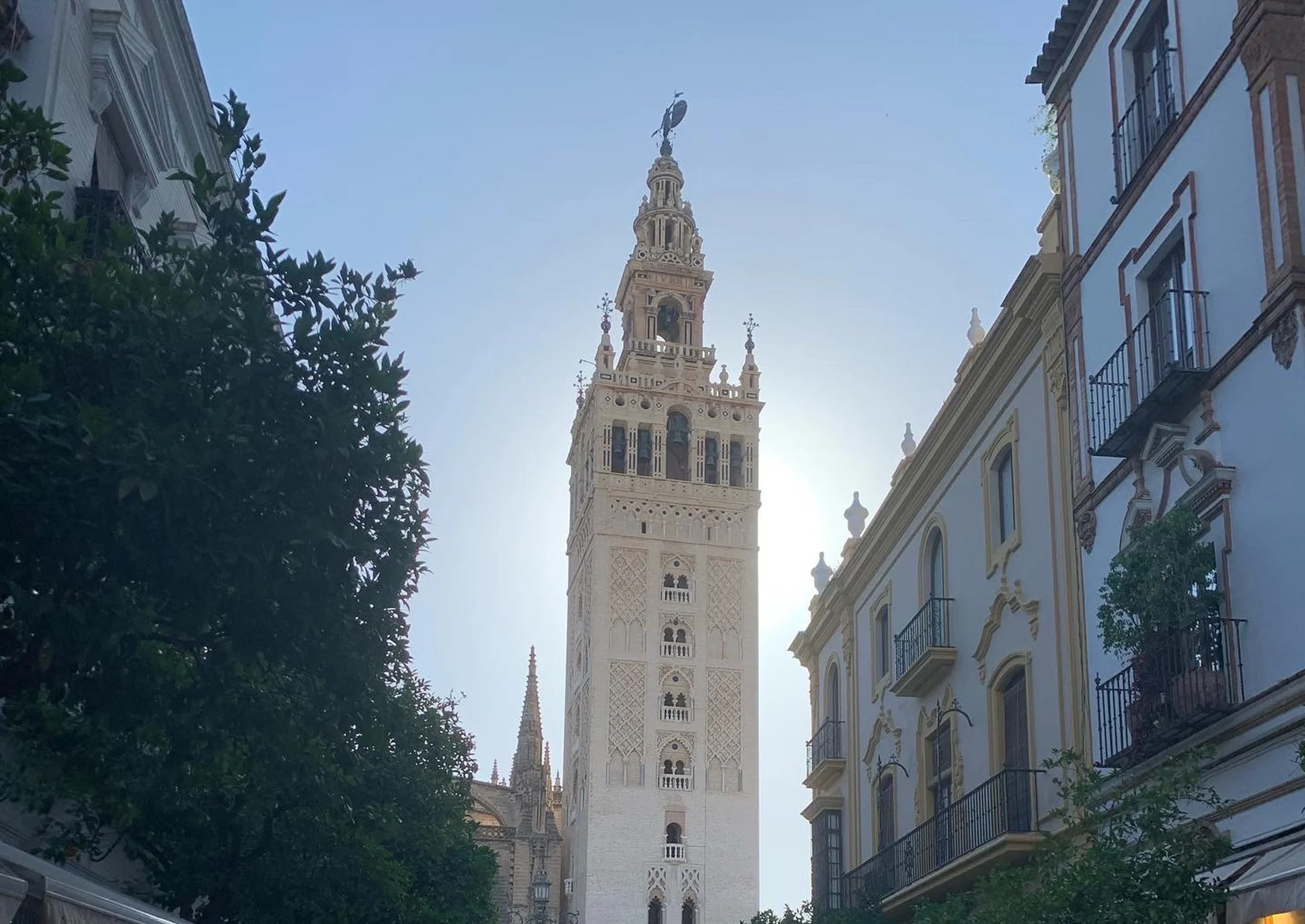 beige and intricate church tower view on street