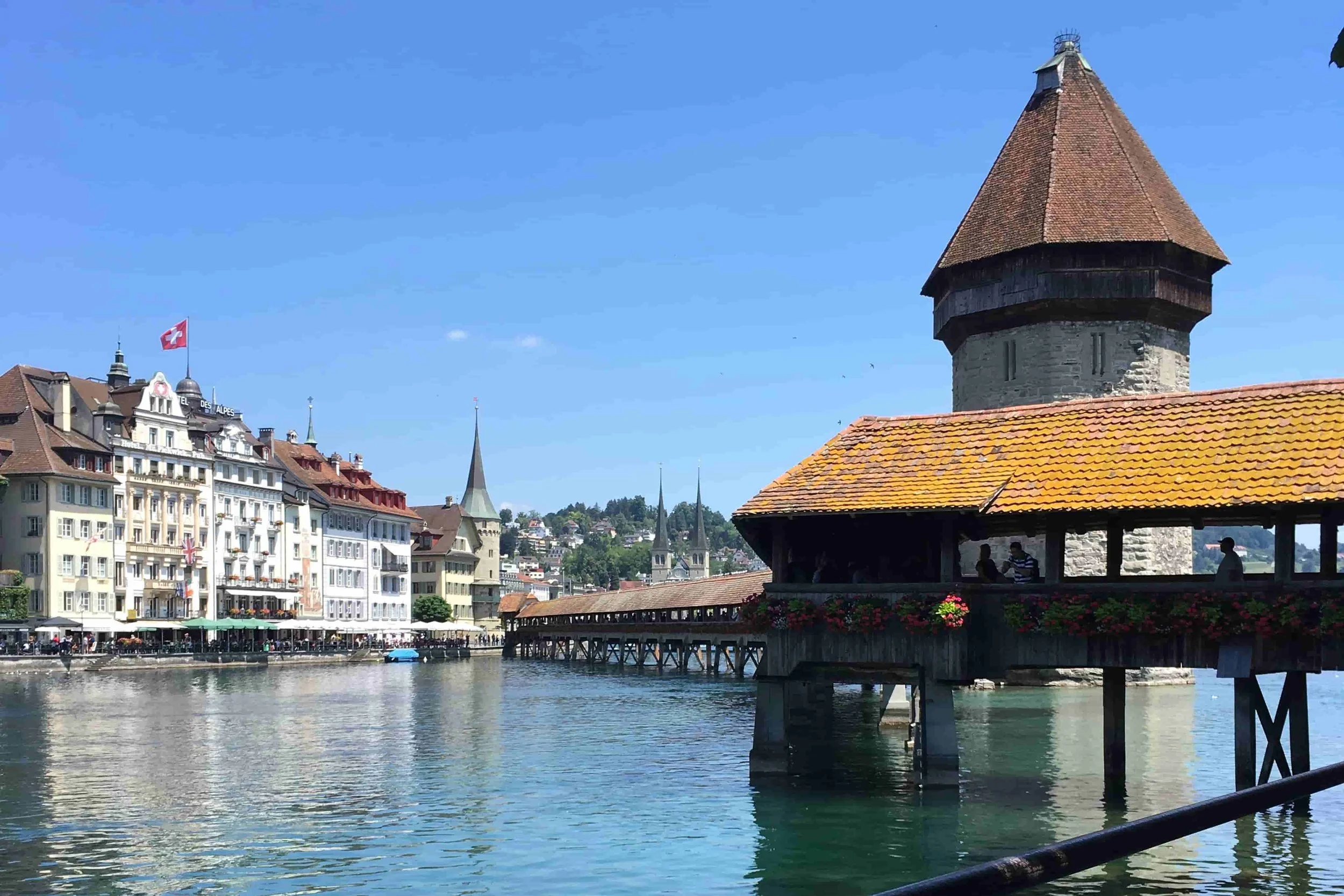 chapel bridge in lucerne during the summer